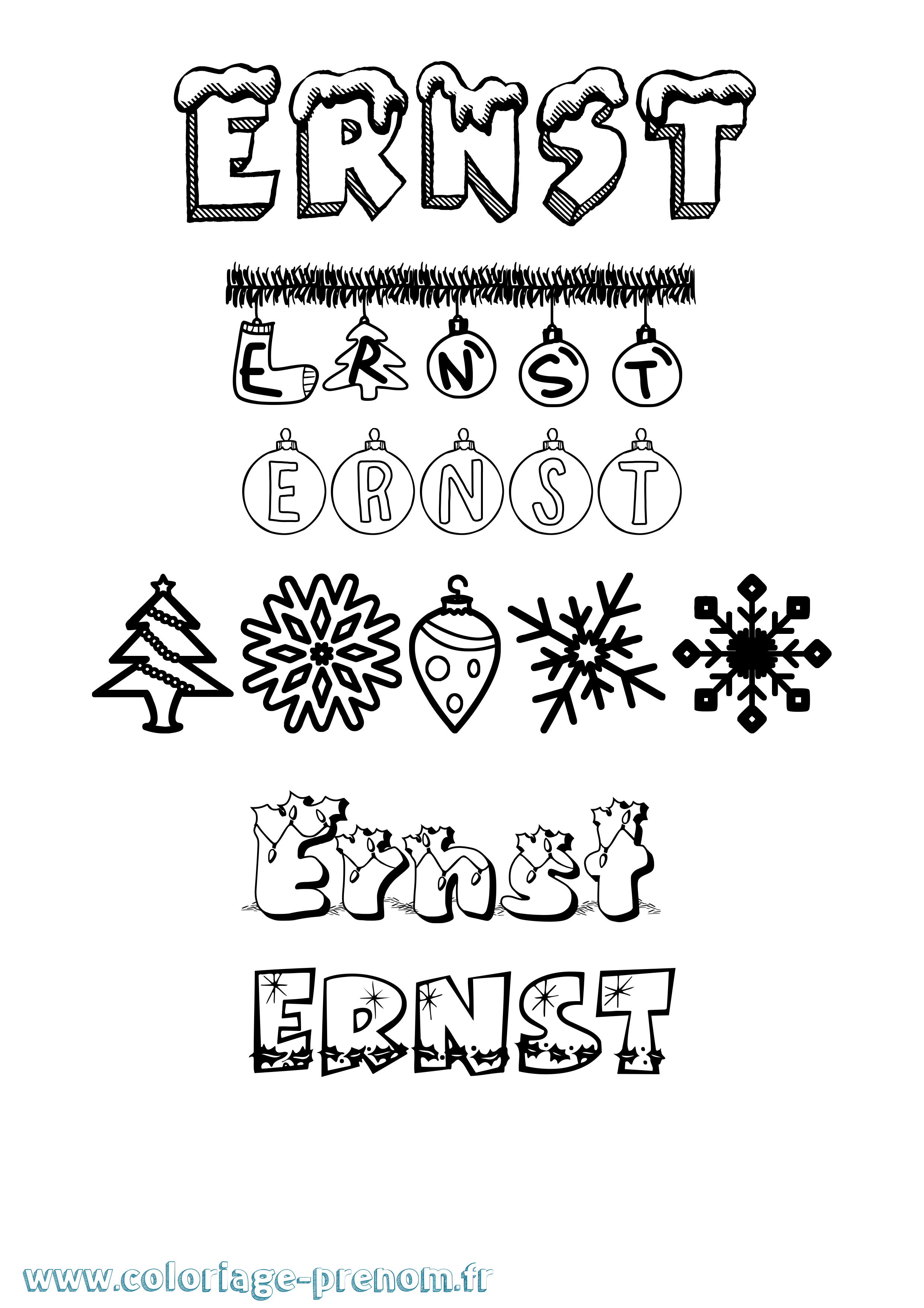 Coloriage Ernst Noël Coloriage prénom Ernst Noël