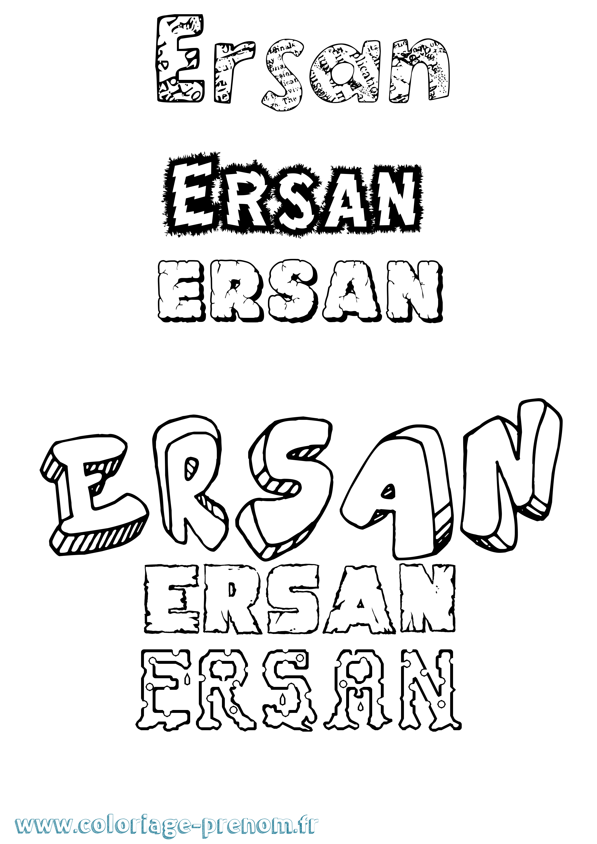 Coloriage Ersan Destructuré Coloriage prénom Ersan Destructuré