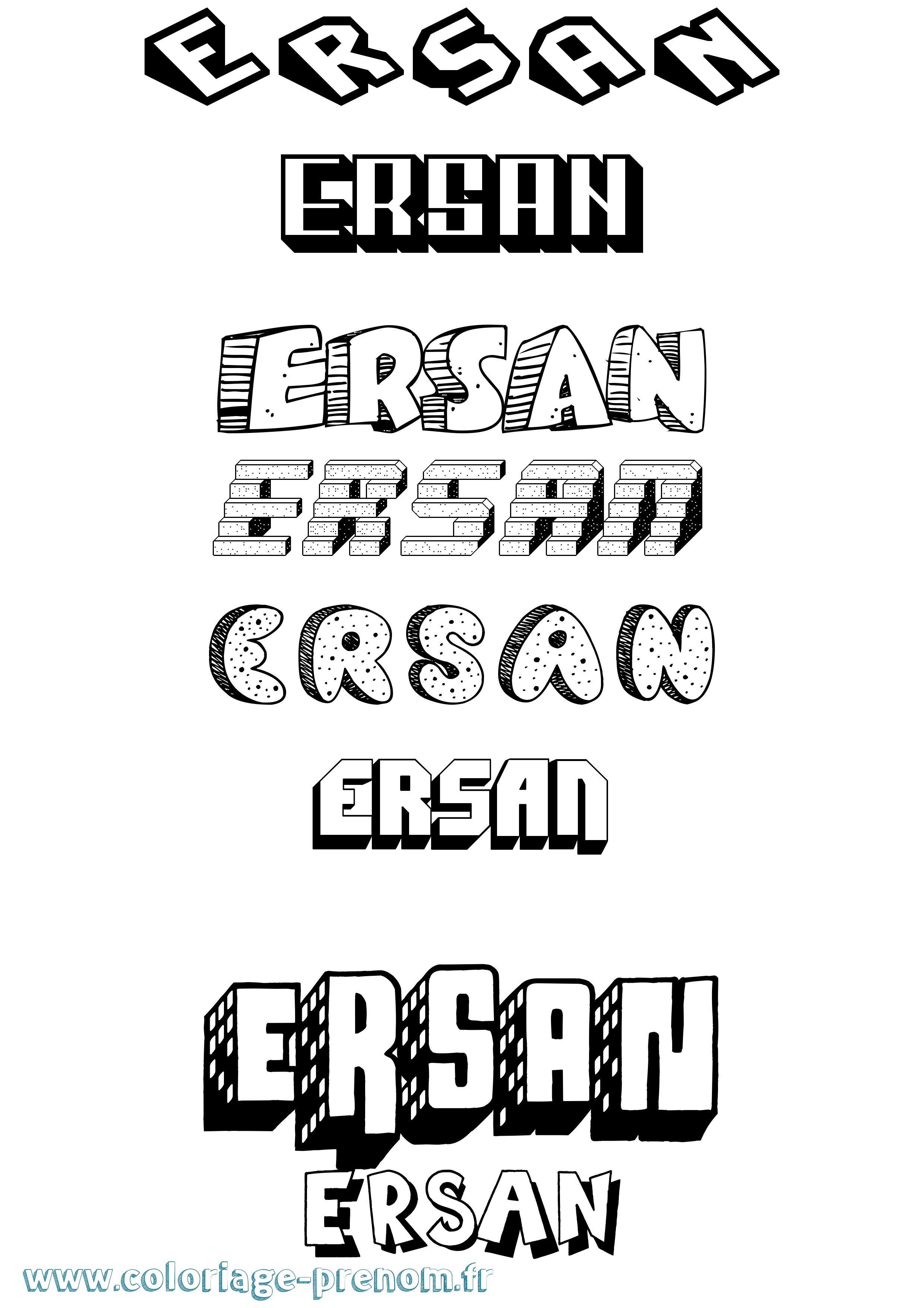 Coloriage Ersan Effet 3D Coloriage prénom Ersan Effet 3D