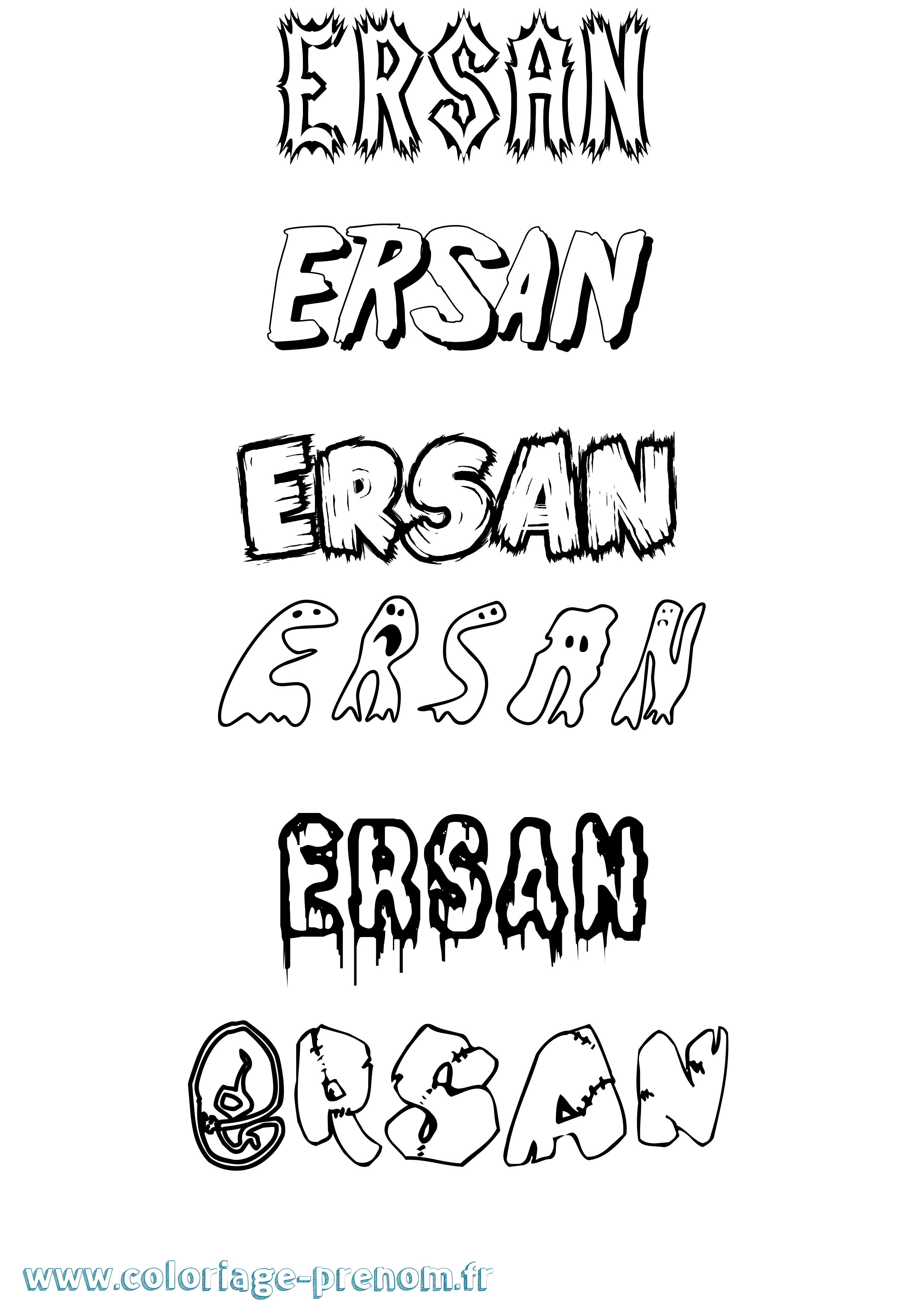 Coloriage Ersan Frisson Coloriage prénom Ersan Frisson