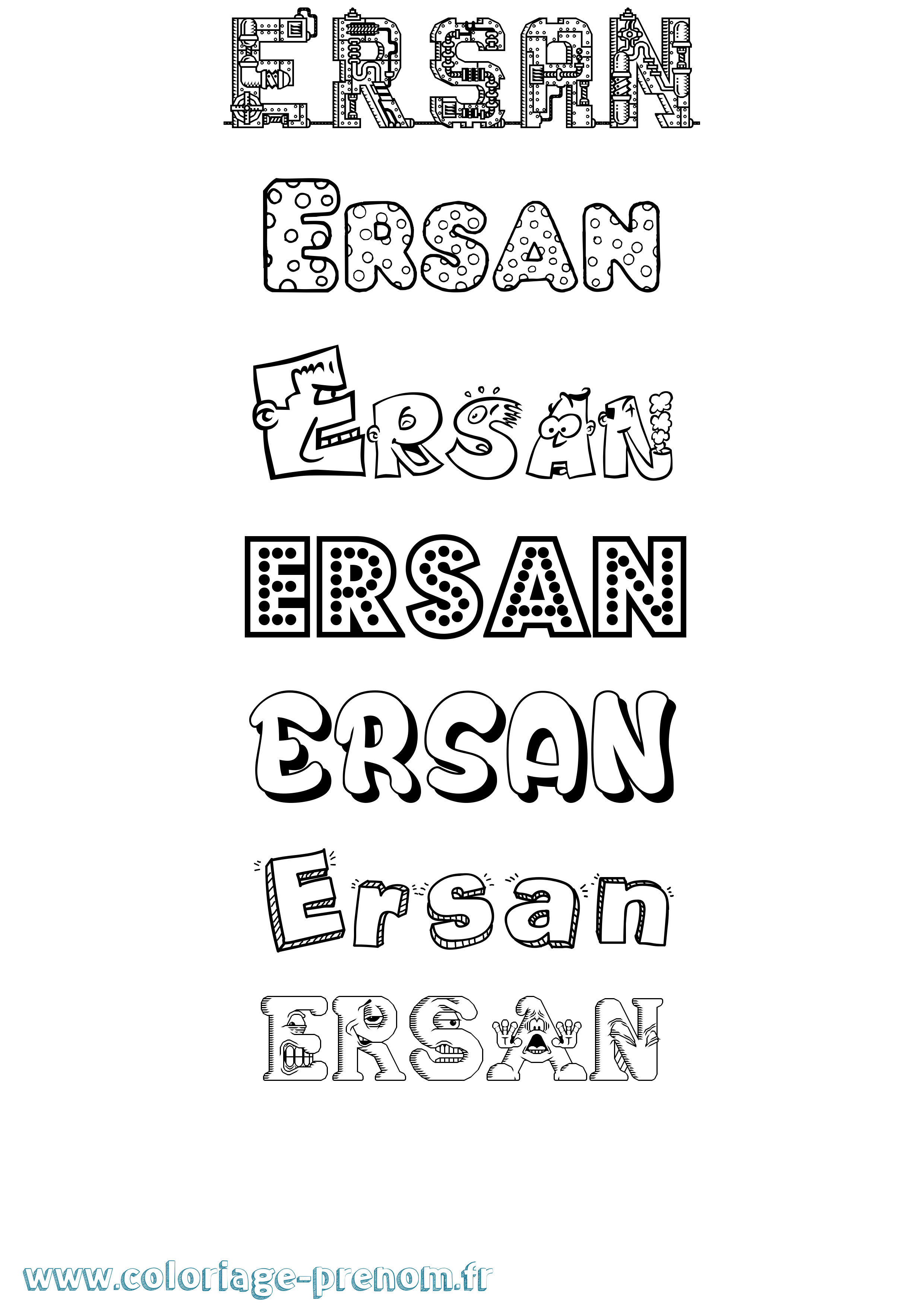 Coloriage Ersan Fun Coloriage prénom Ersan Fun