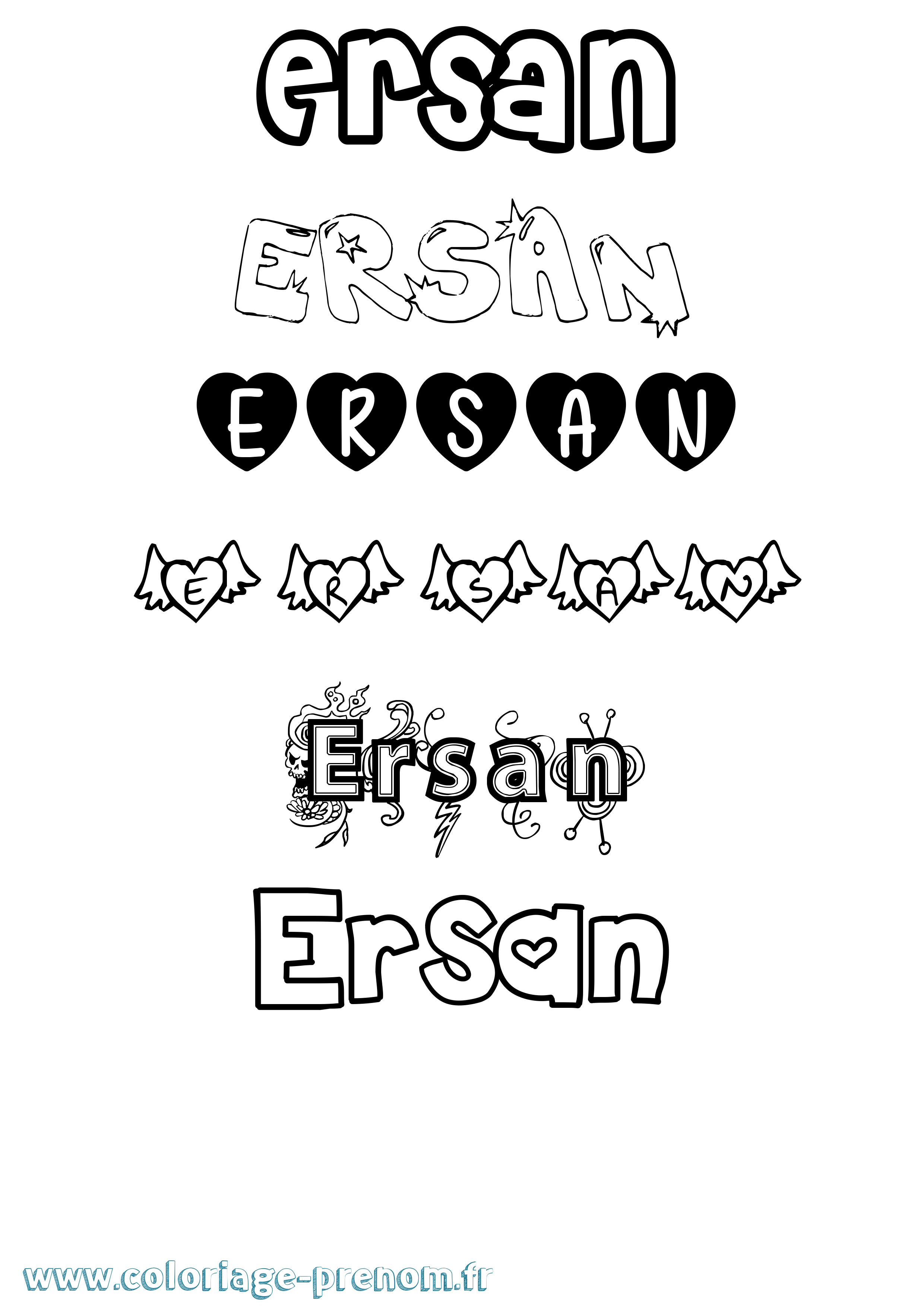 Coloriage Ersan Girly Coloriage prénom Ersan Girly