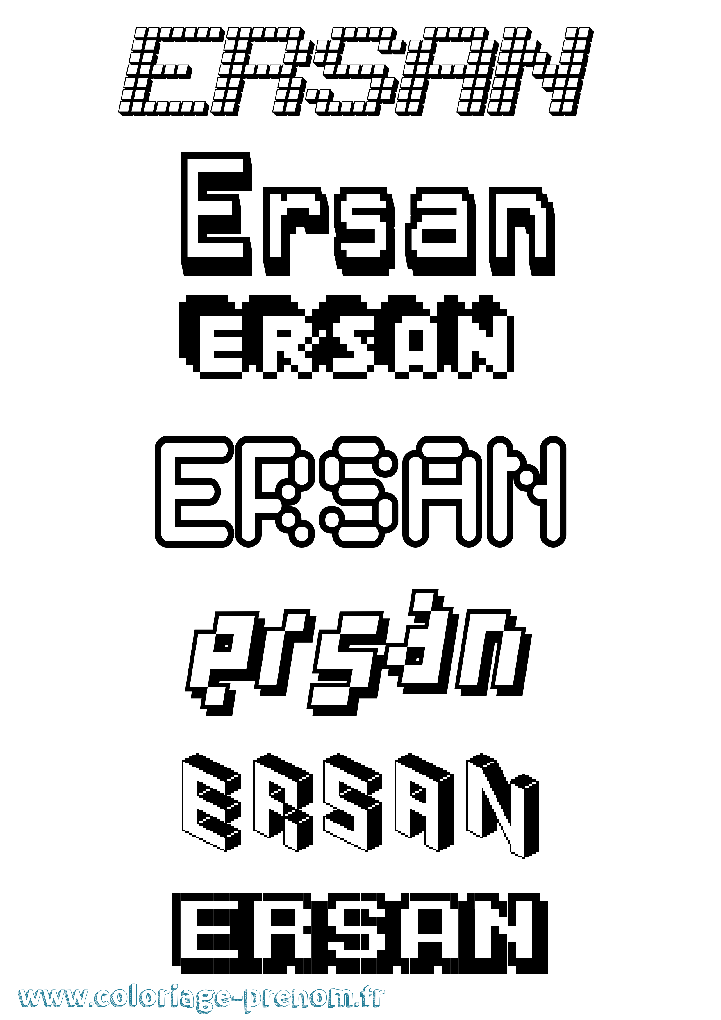 Coloriage Ersan Pixel Coloriage prénom Ersan Pixel