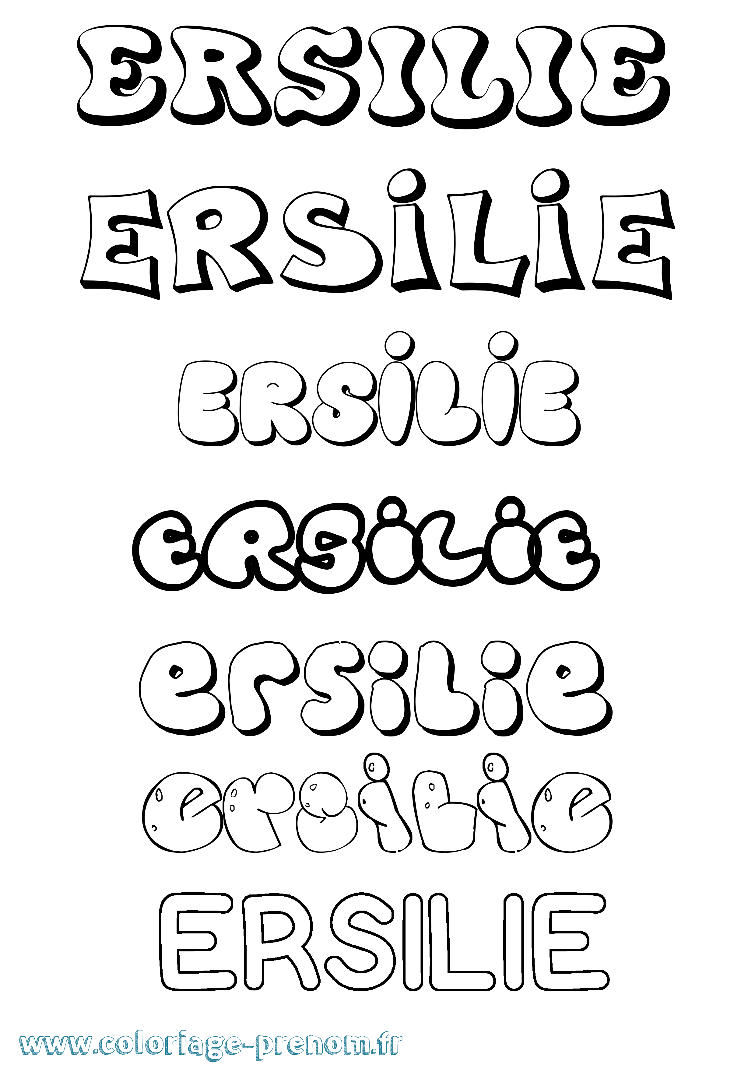 Coloriage Ersilie Bubble Coloriage prénom Ersilie Bubble