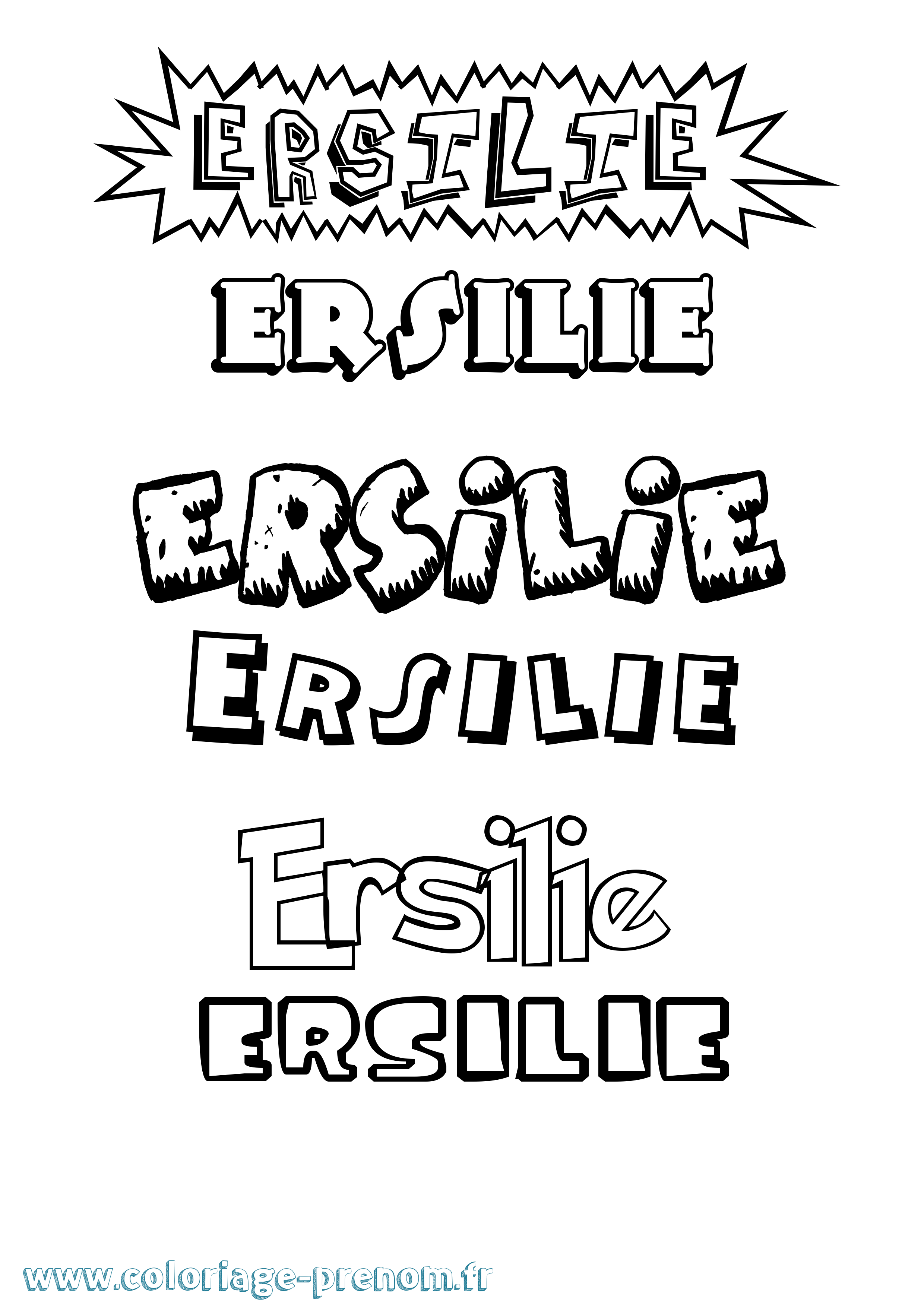 Coloriage Ersilie Dessin Animé Coloriage prénom Ersilie Dessin Animé