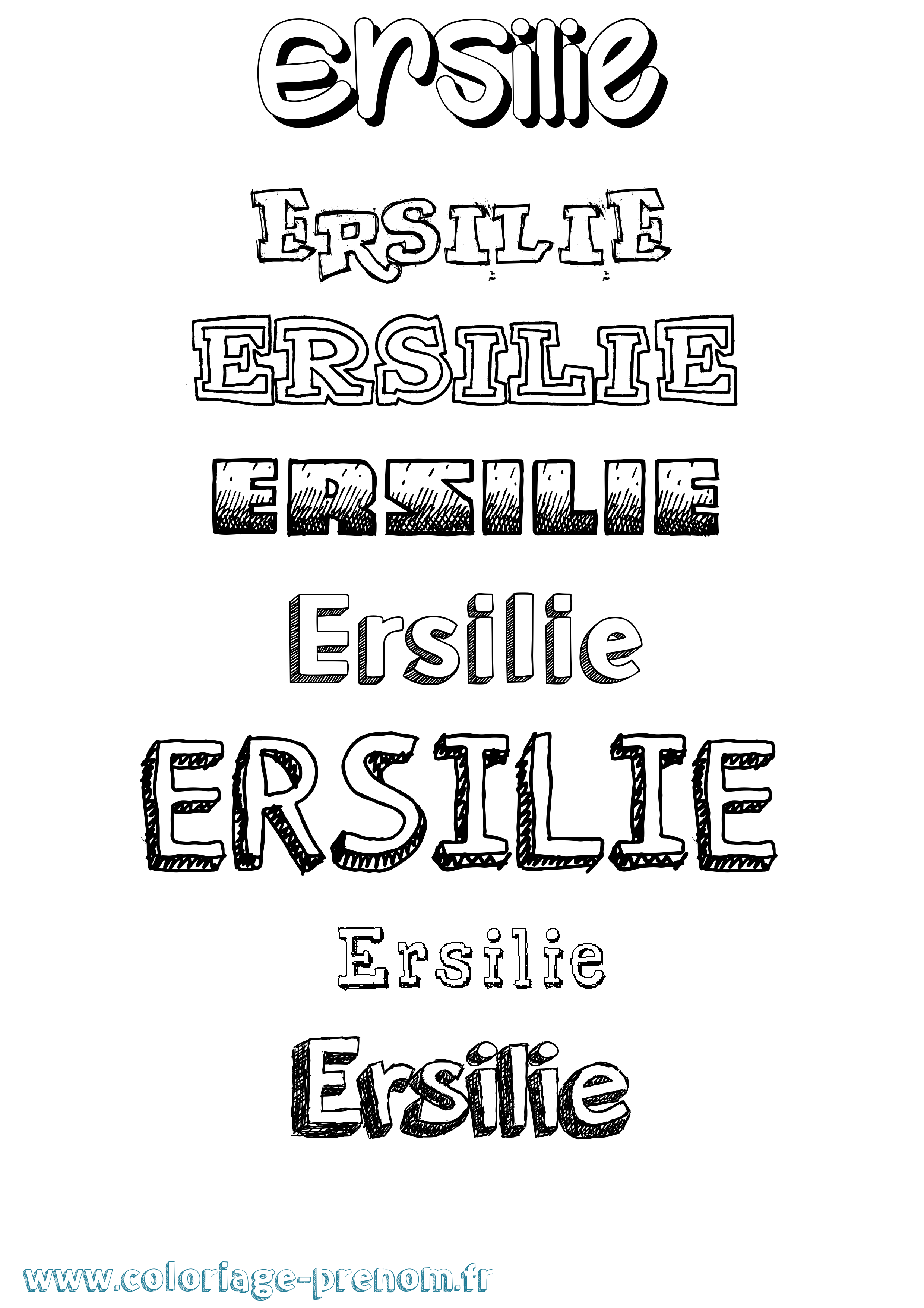 Coloriage Ersilie Dessiné Coloriage prénom Ersilie Dessiné