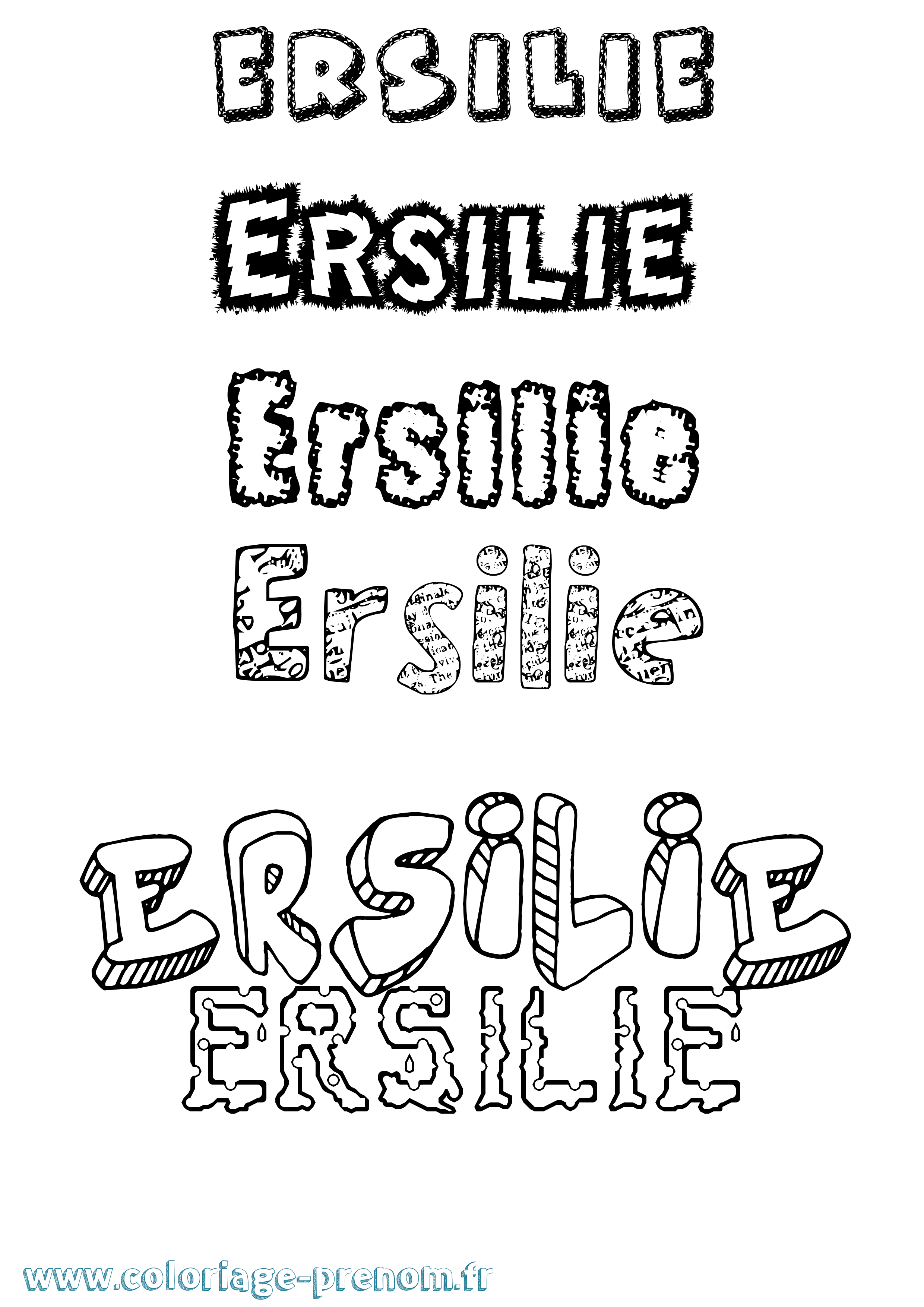 Coloriage Ersilie Destructuré Coloriage prénom Ersilie Destructuré
