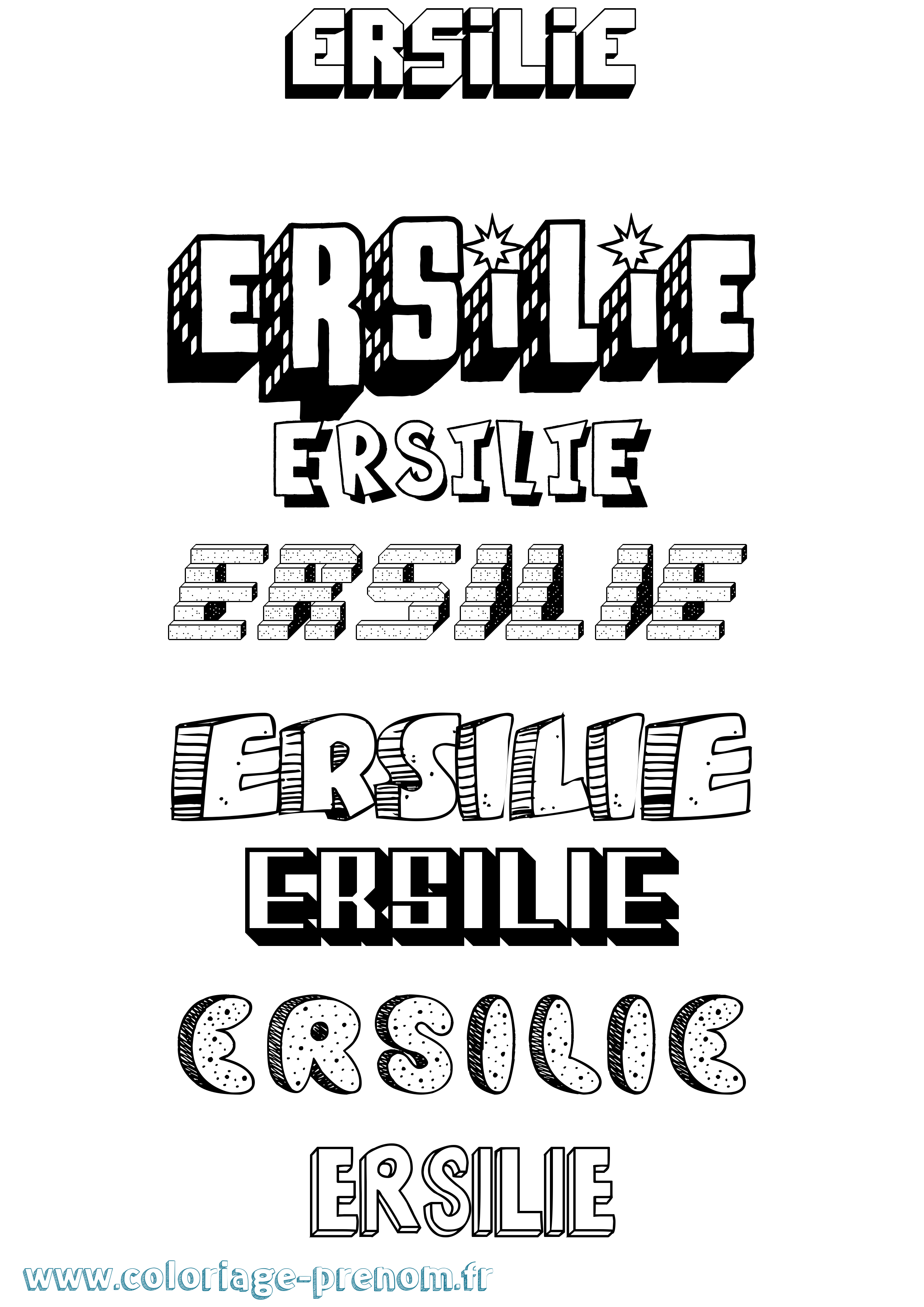 Coloriage Ersilie Effet 3D Coloriage prénom Ersilie Effet 3D