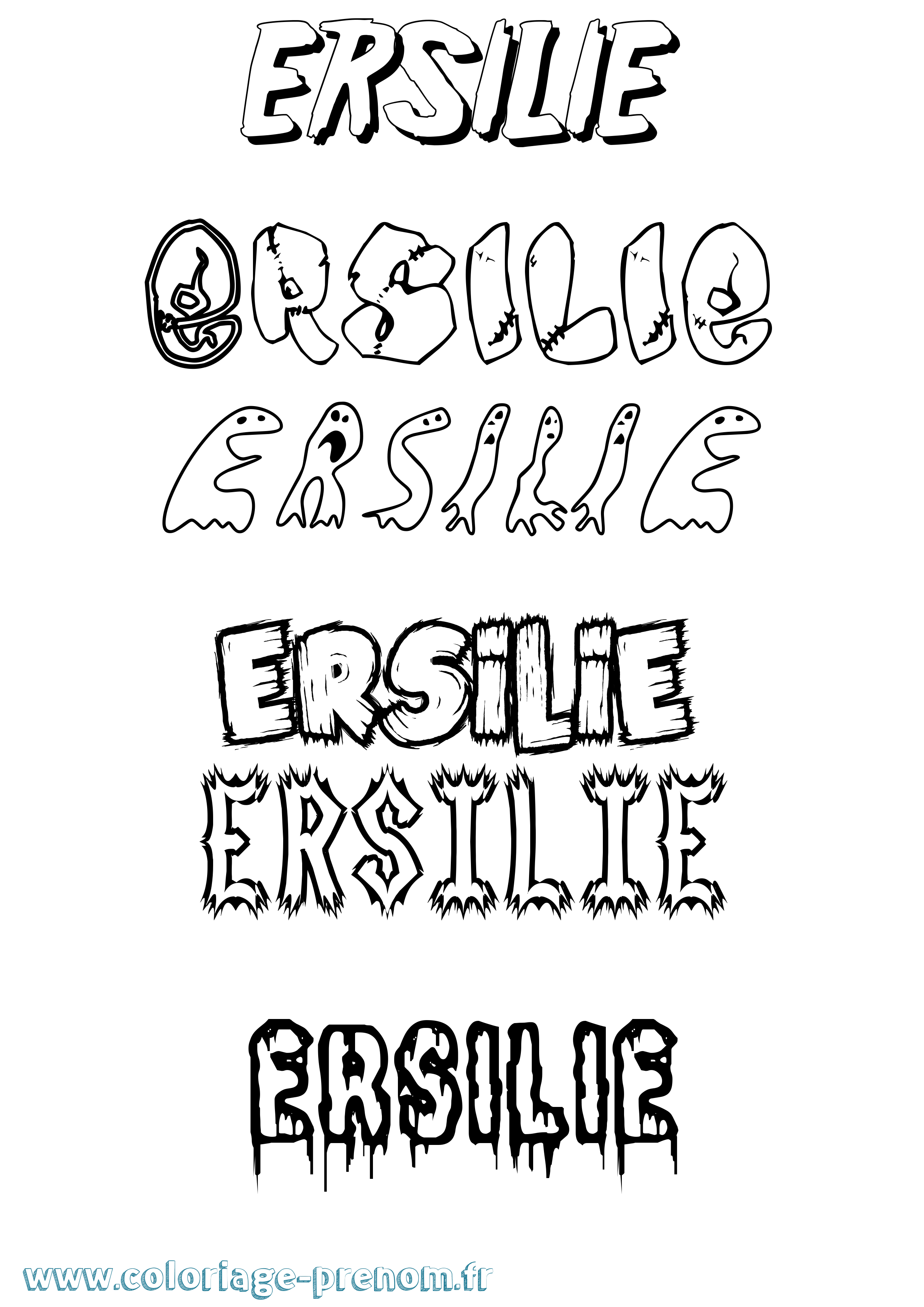 Coloriage Ersilie Frisson Coloriage prénom Ersilie Frisson