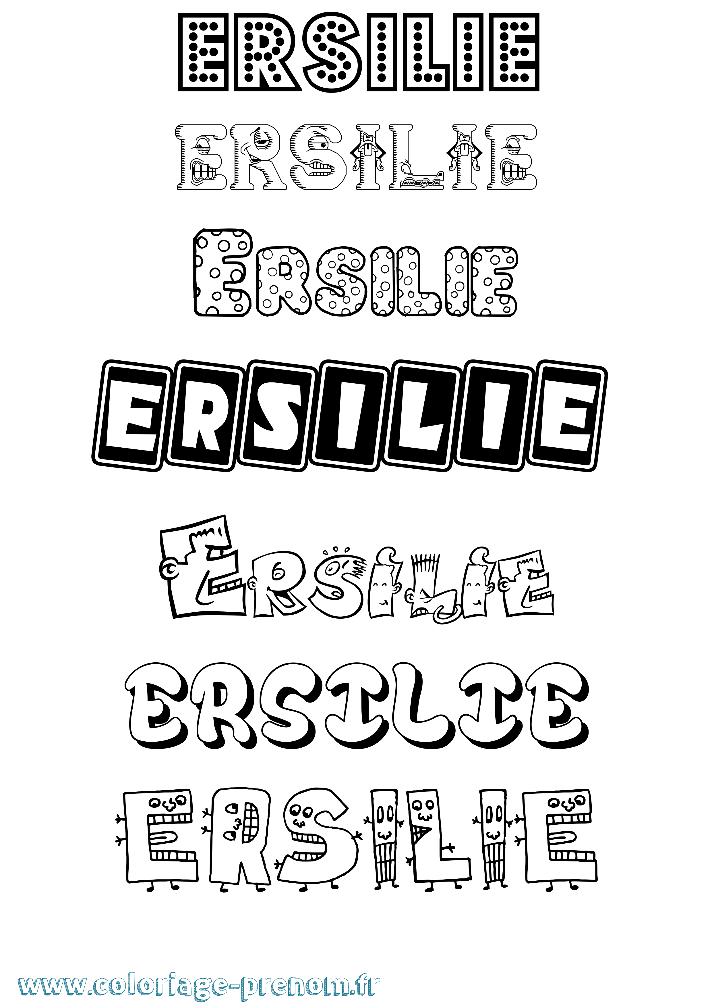 Coloriage Ersilie Fun Coloriage prénom Ersilie Fun