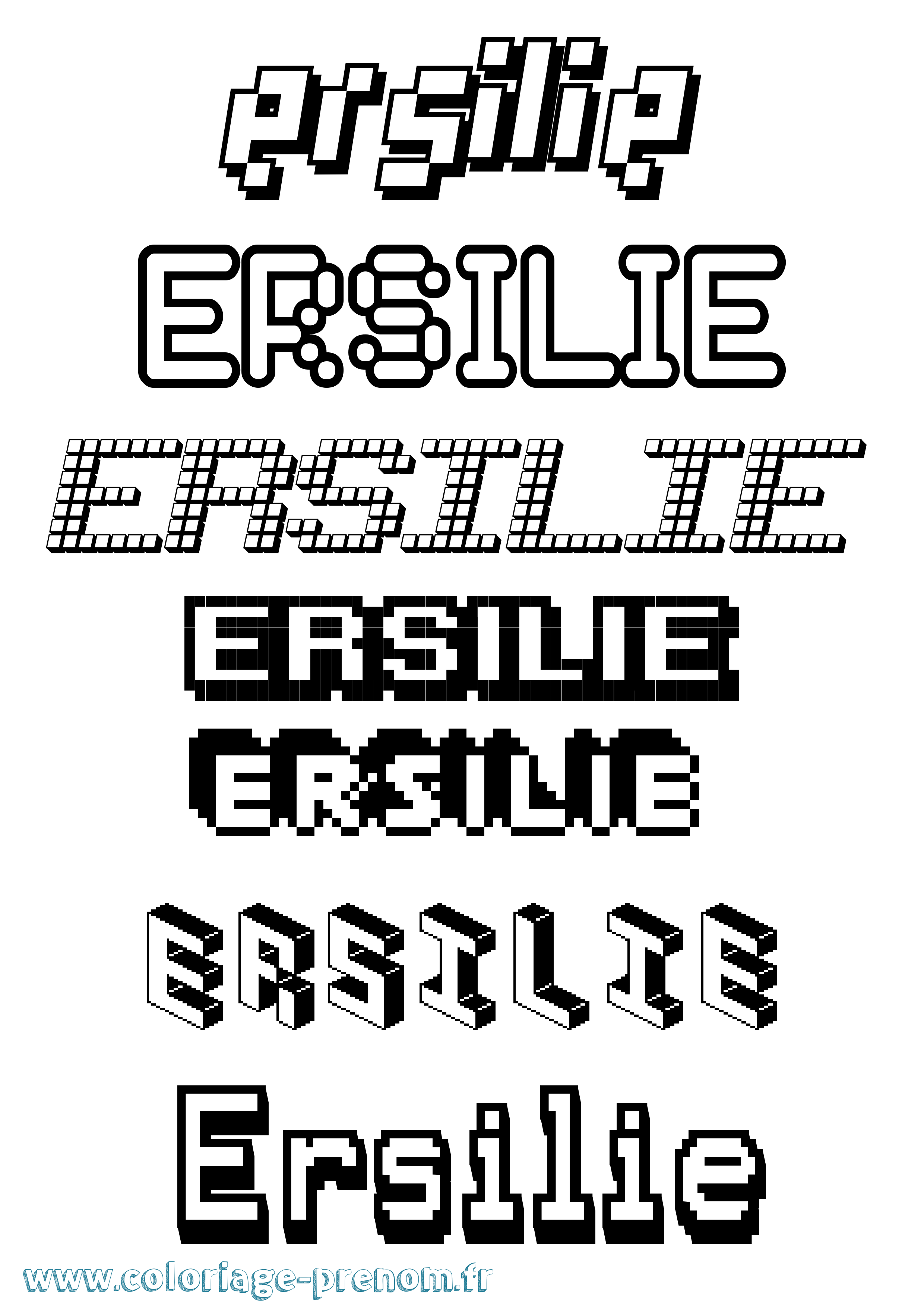 Coloriage Ersilie Pixel Coloriage prénom Ersilie Pixel