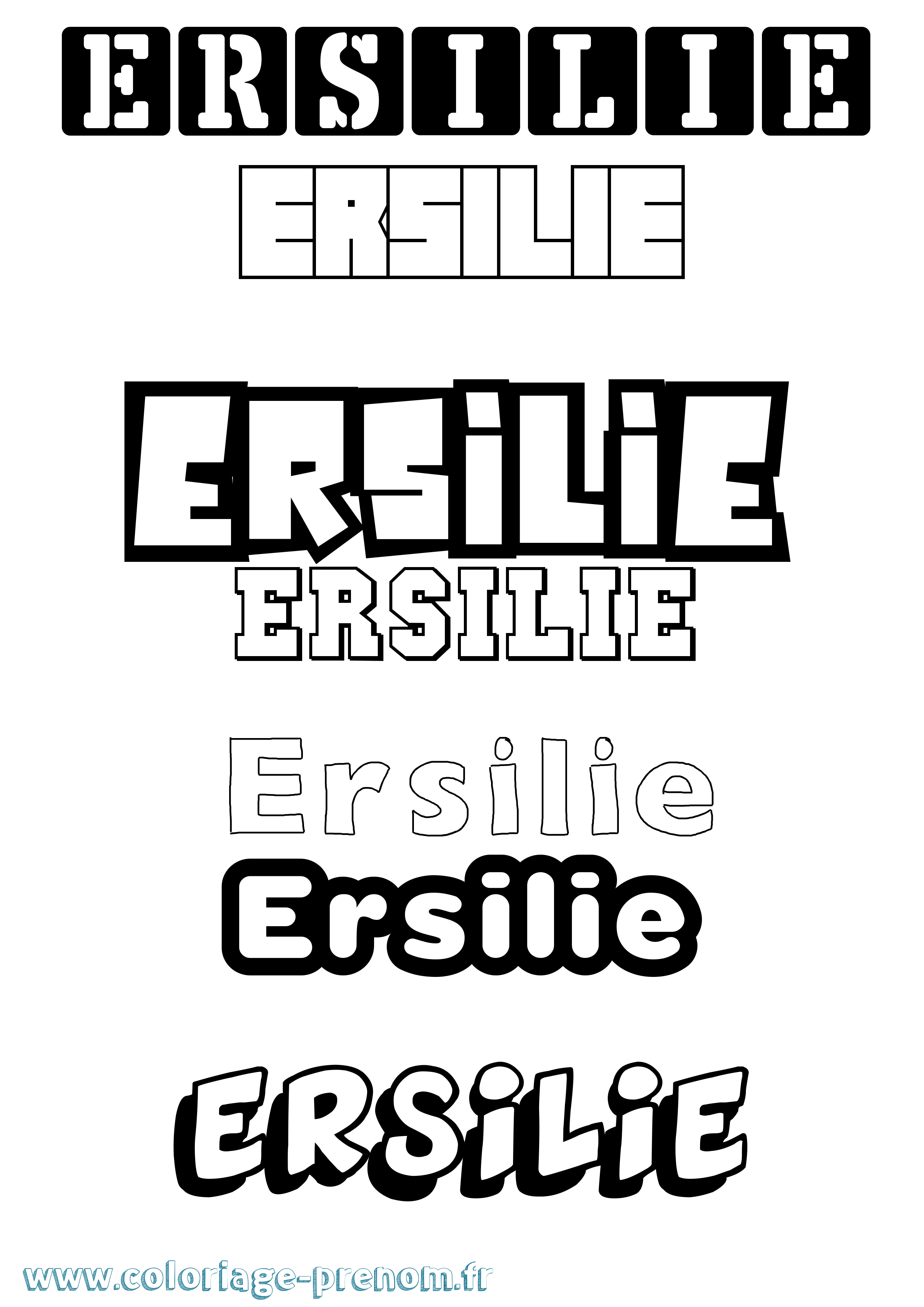 Coloriage Ersilie Simple Coloriage prénom Ersilie Simple