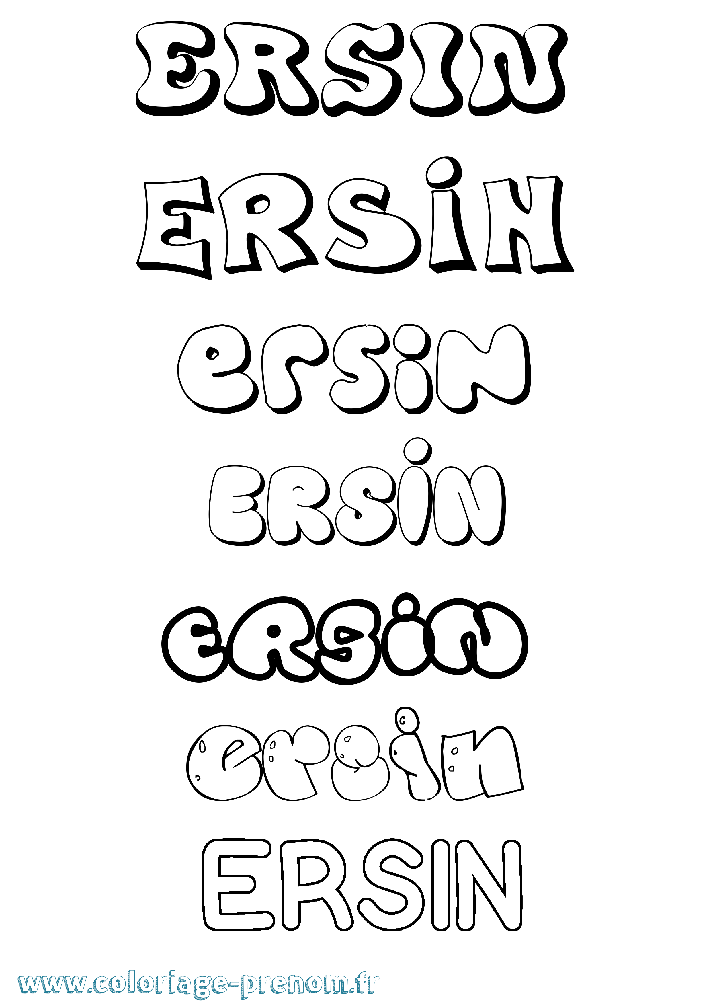 Coloriage Ersin Bubble Coloriage prénom Ersin Bubble