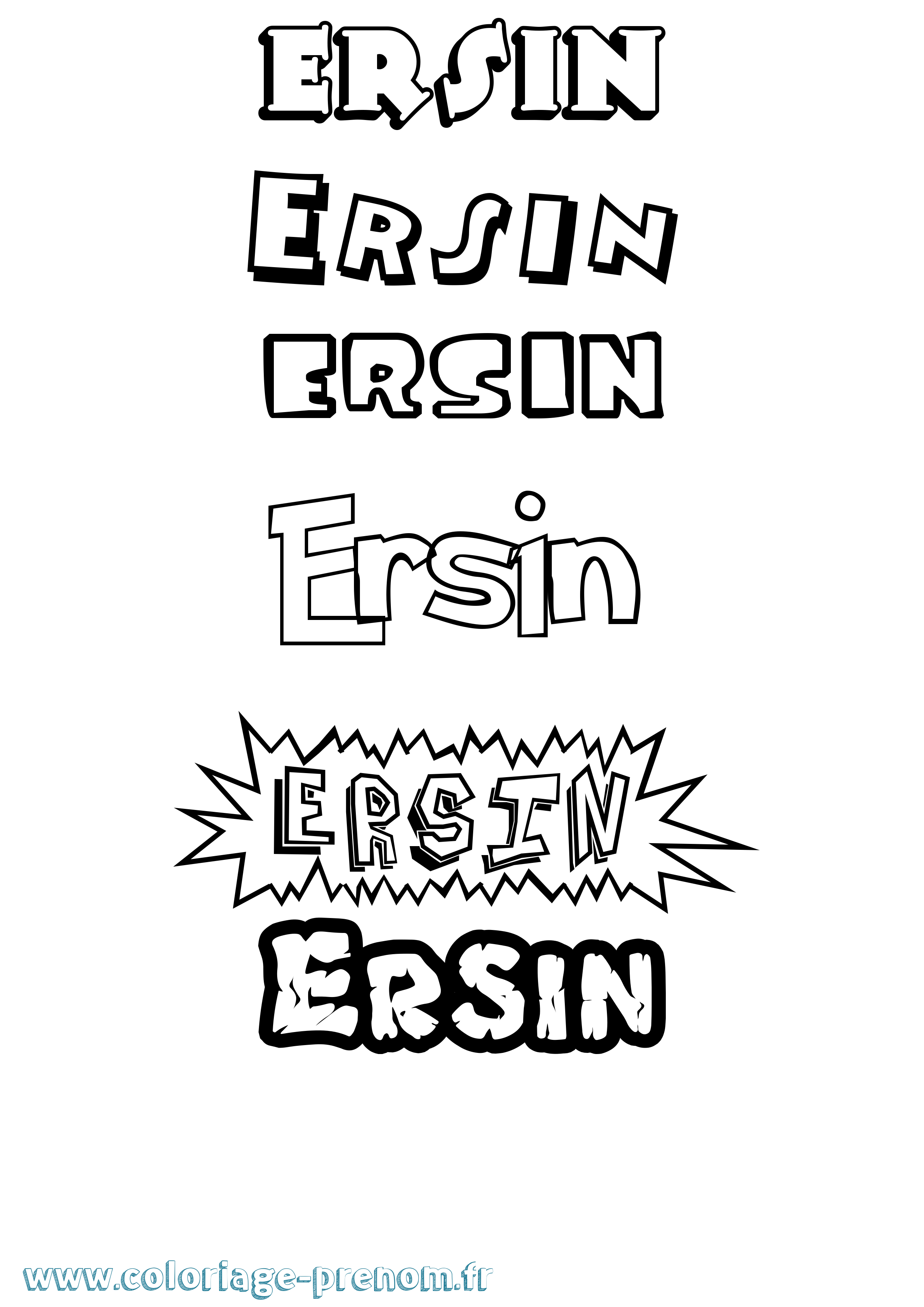 Coloriage Ersin Dessin Animé Coloriage prénom Ersin Dessin Animé