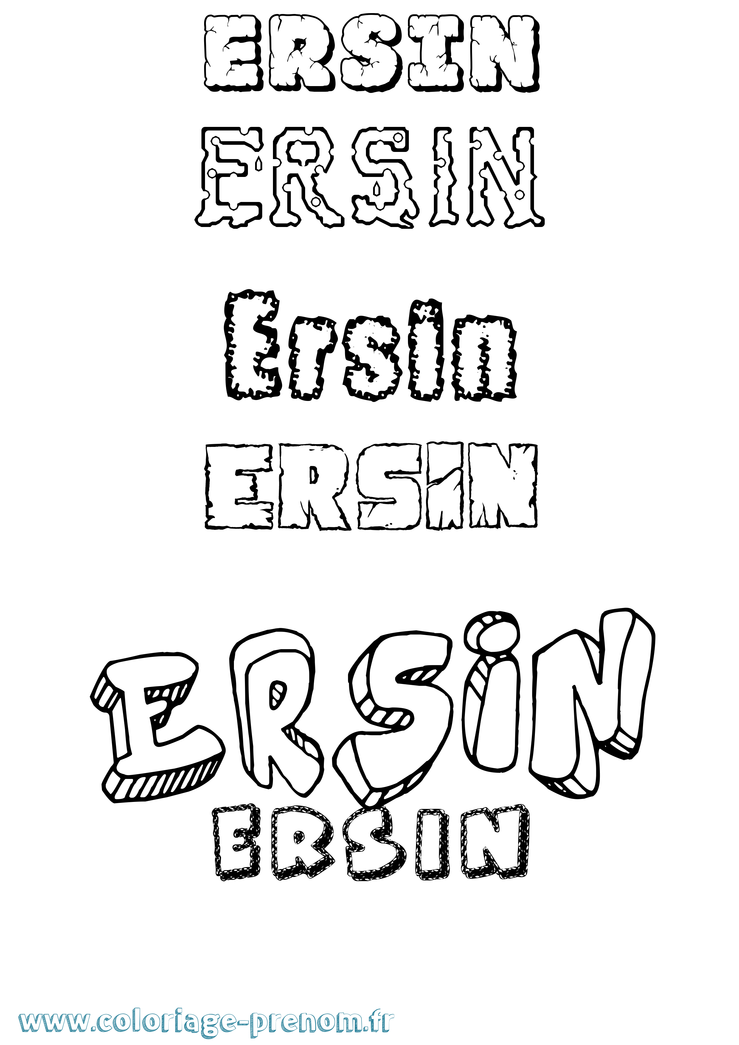 Coloriage Ersin Destructuré Coloriage prénom Ersin Destructuré