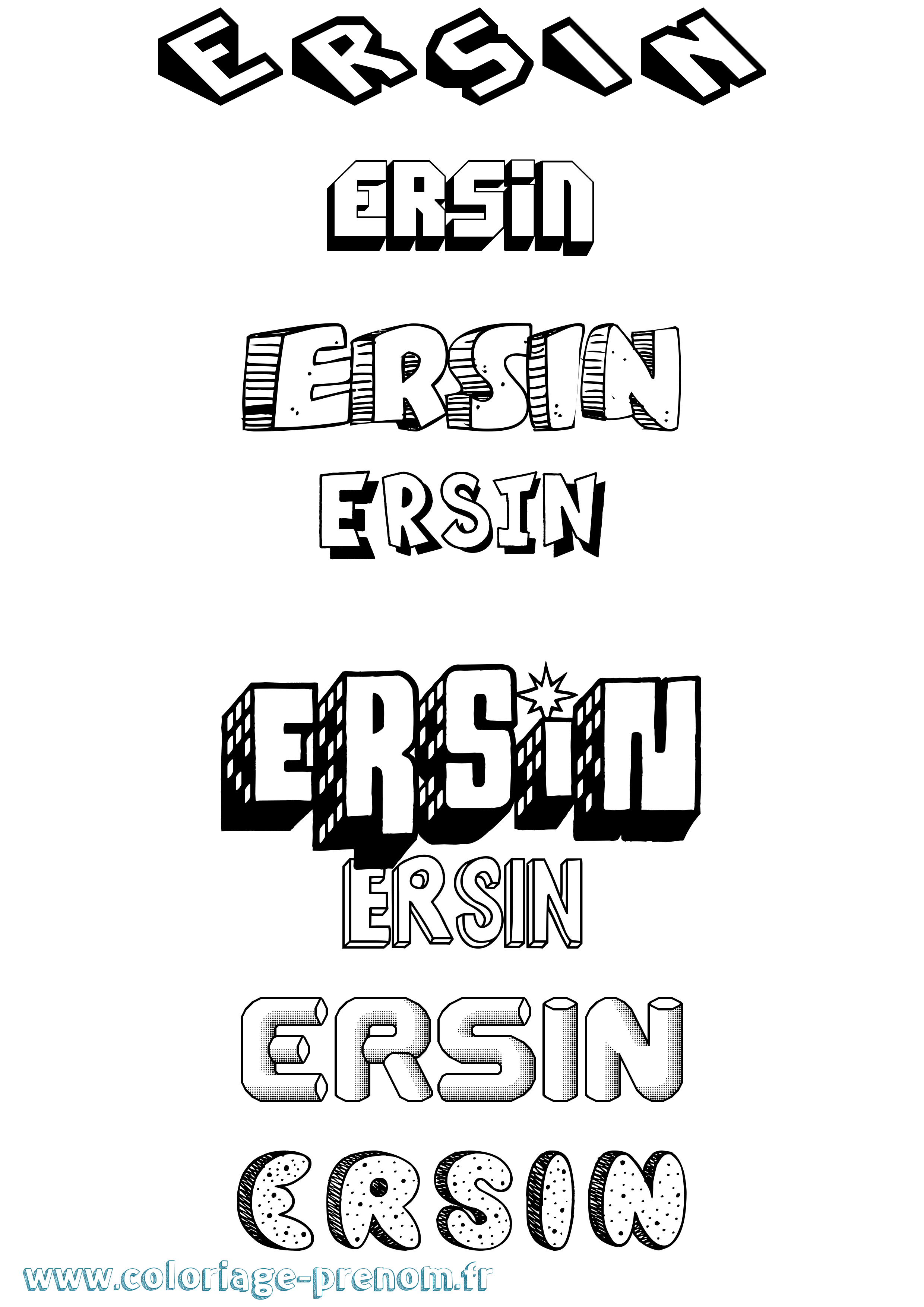 Coloriage Ersin Effet 3D Coloriage prénom Ersin Effet 3D