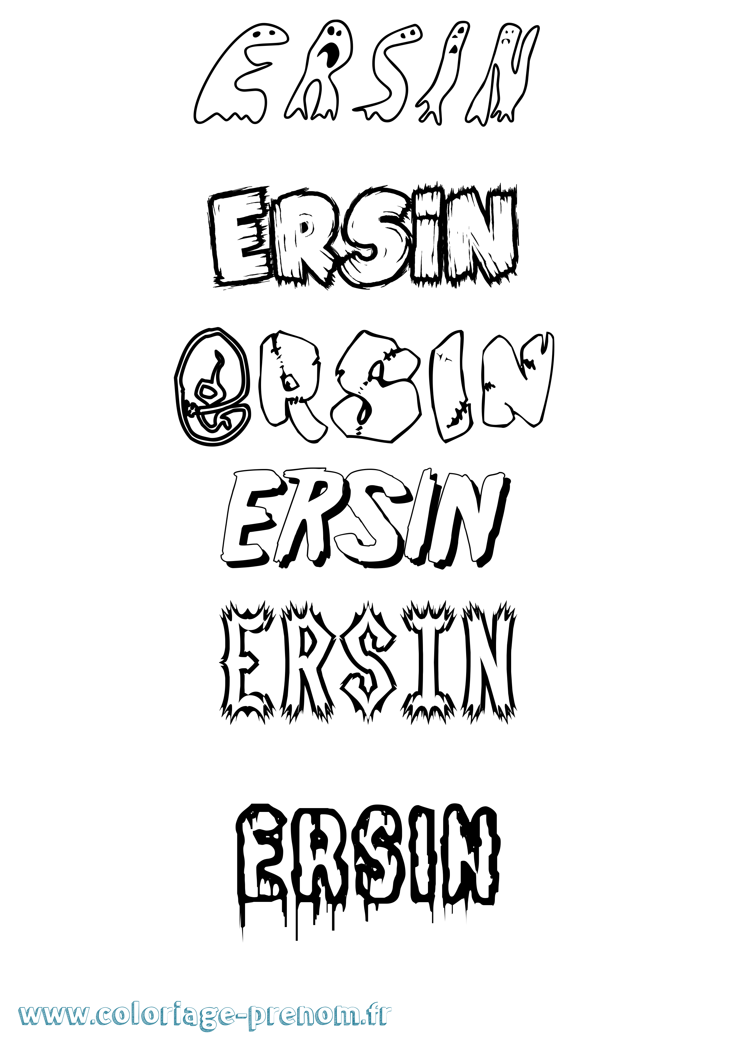 Coloriage Ersin Frisson Coloriage prénom Ersin Frisson