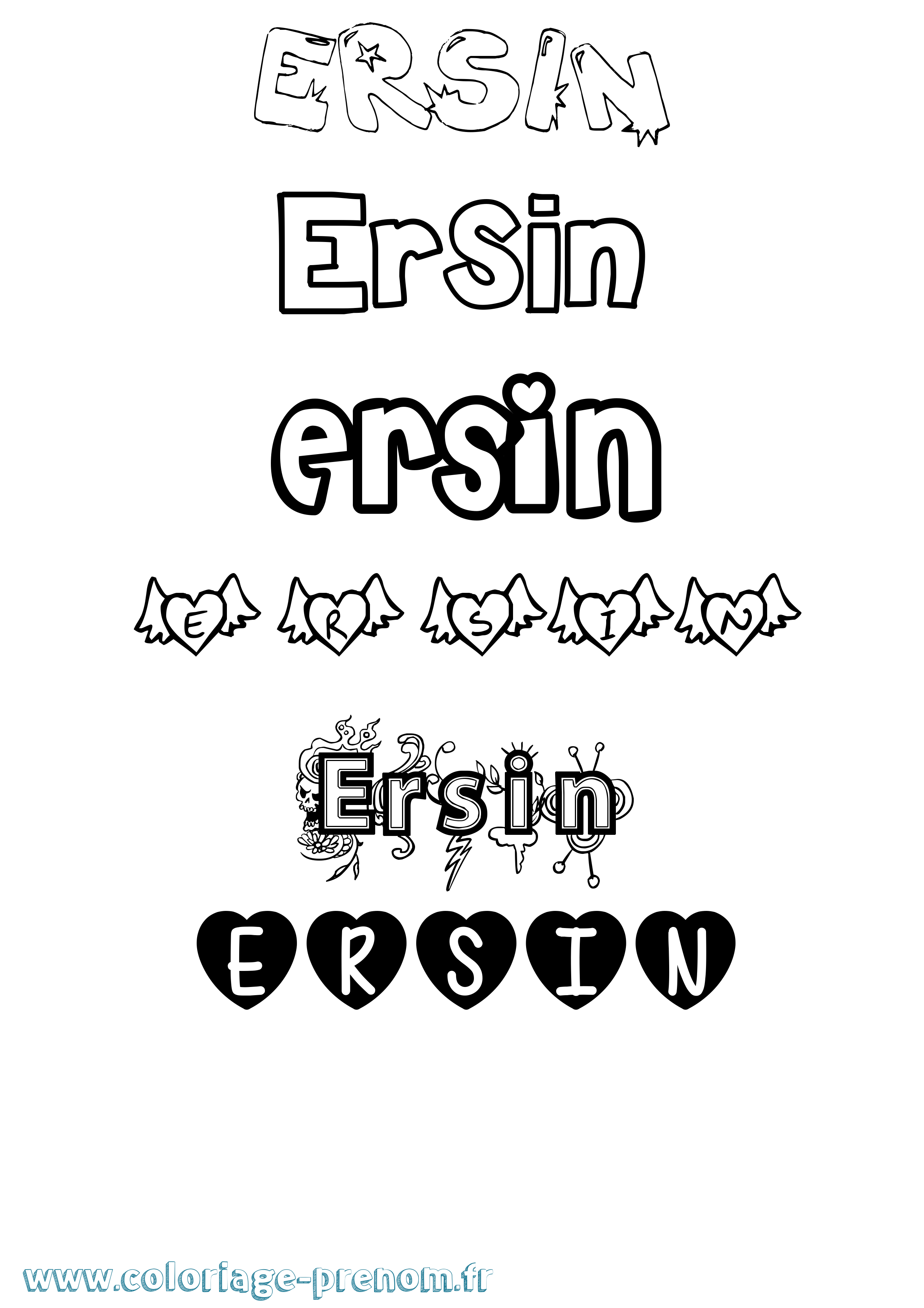 Coloriage Ersin Girly Coloriage prénom Ersin Girly
