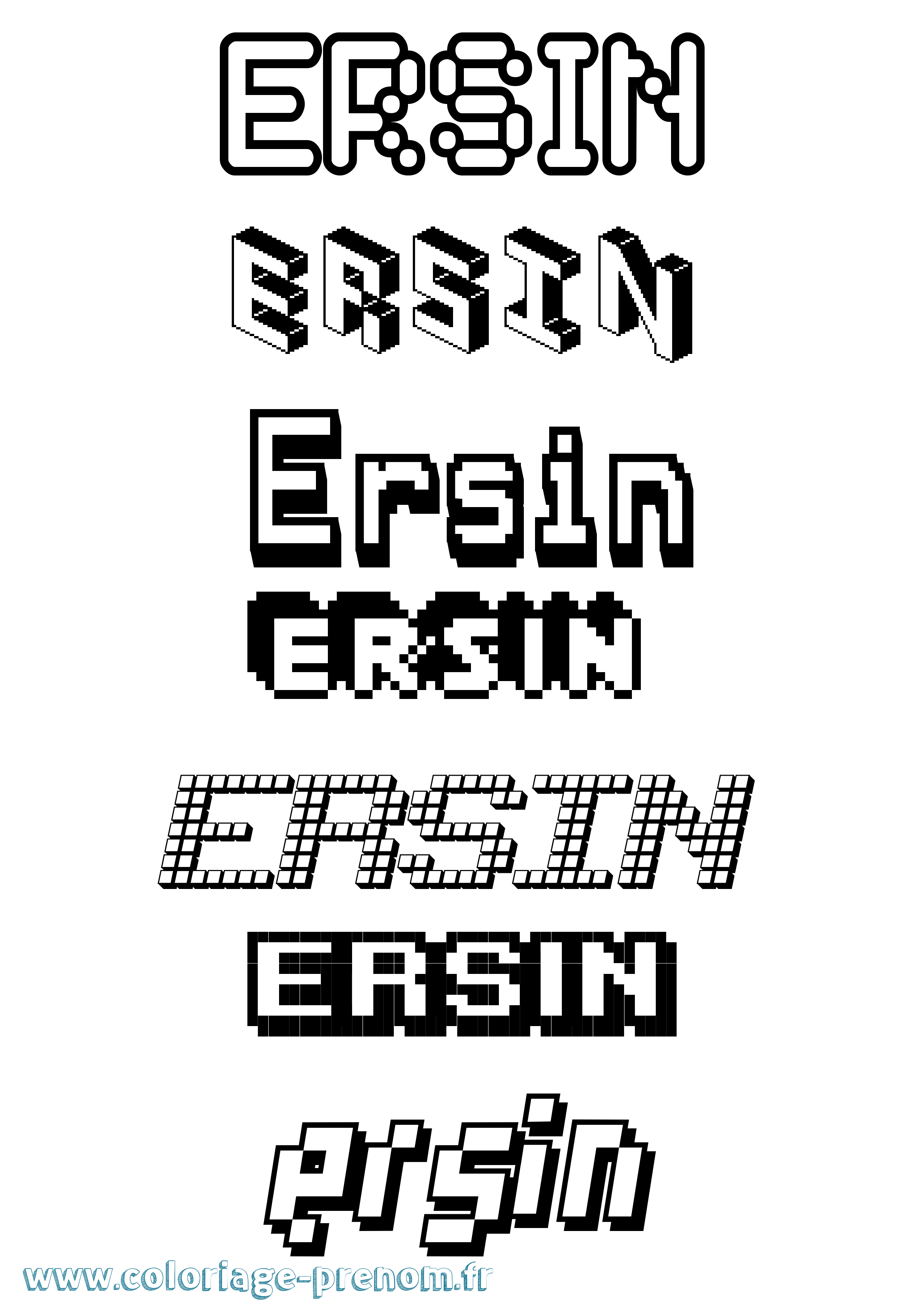 Coloriage Ersin Pixel Coloriage prénom Ersin Pixel