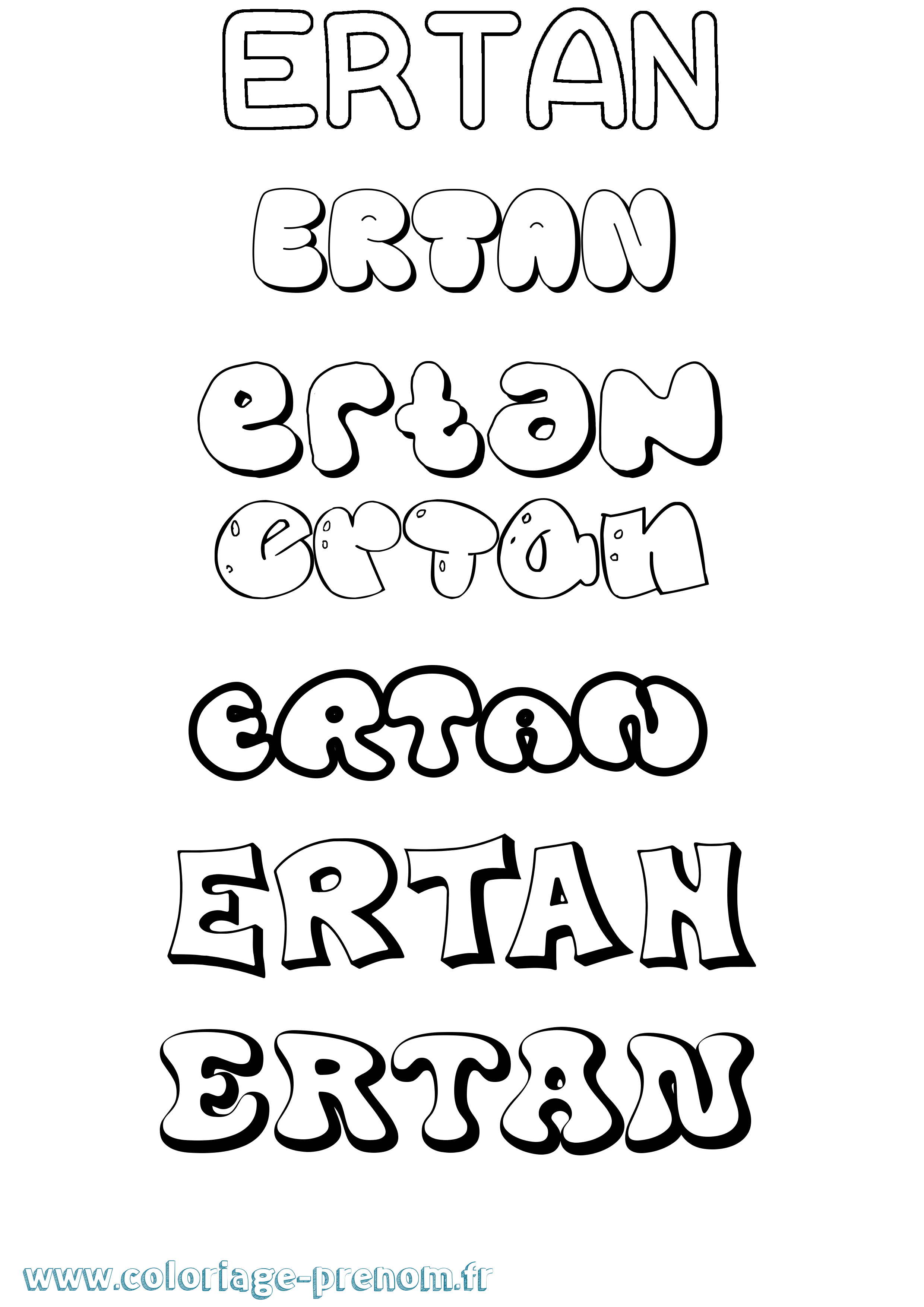 Coloriage Ertan Bubble Coloriage prénom Ertan Bubble