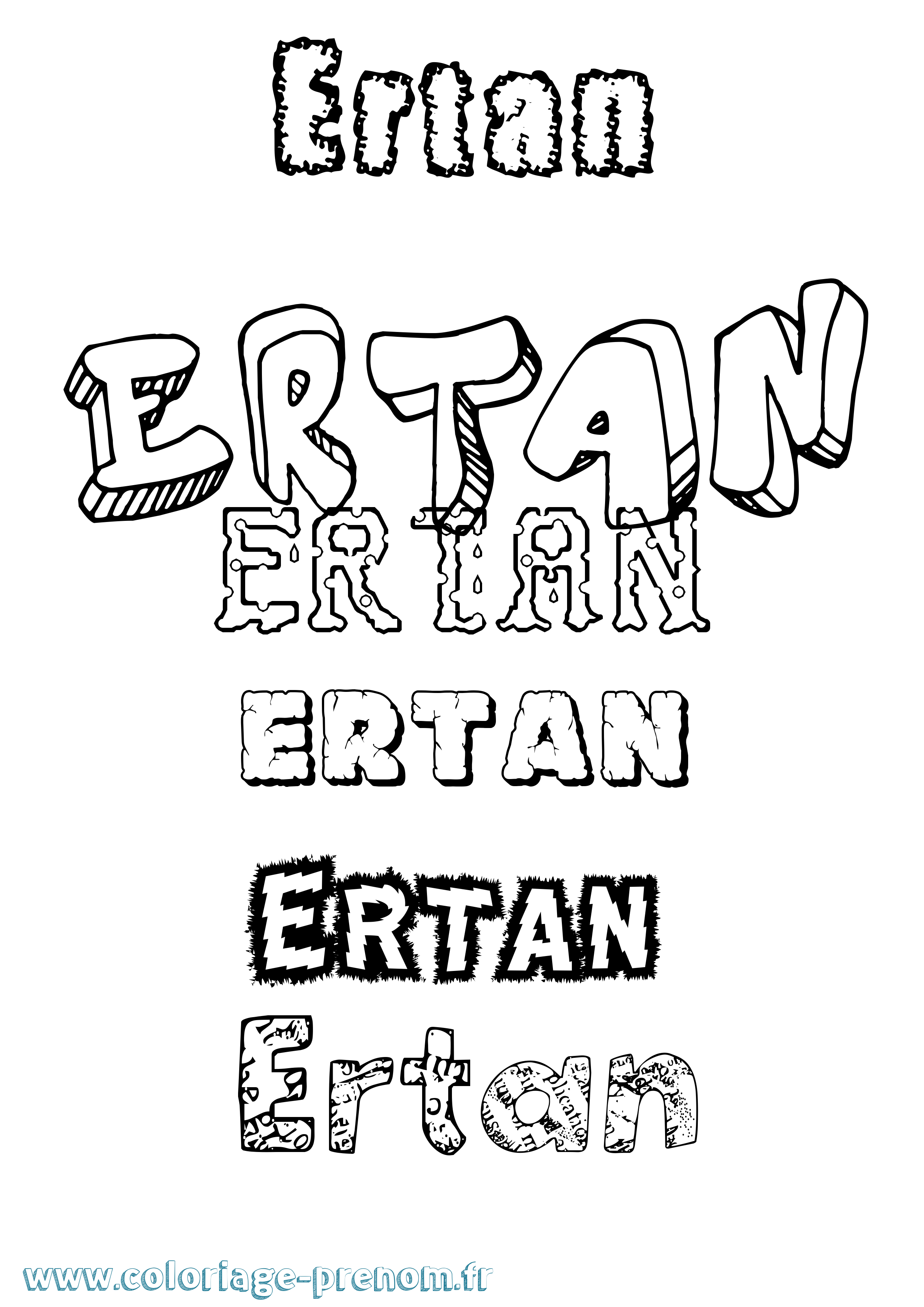 Coloriage Ertan Destructuré Coloriage prénom Ertan Destructuré