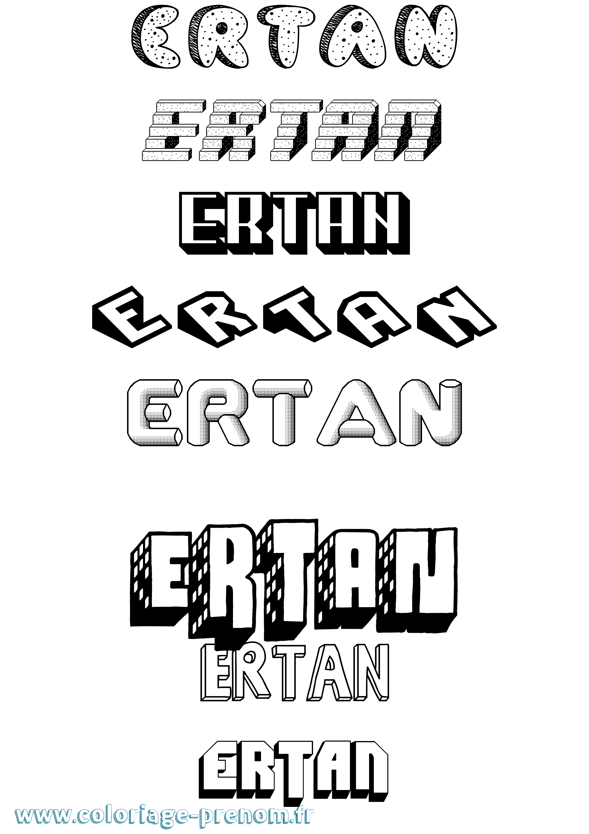 Coloriage Ertan Effet 3D Coloriage prénom Ertan Effet 3D