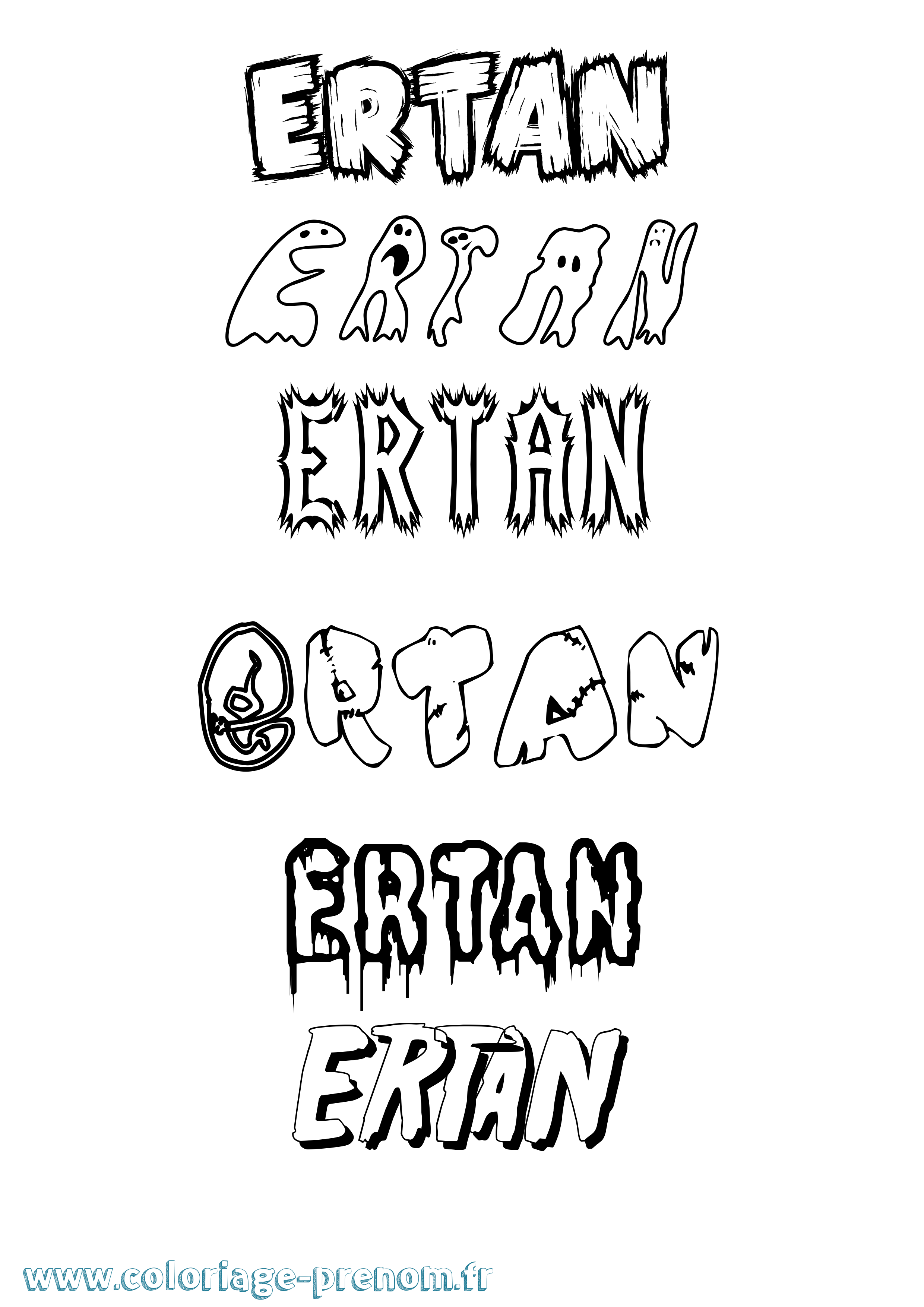 Coloriage Ertan Frisson Coloriage prénom Ertan Frisson