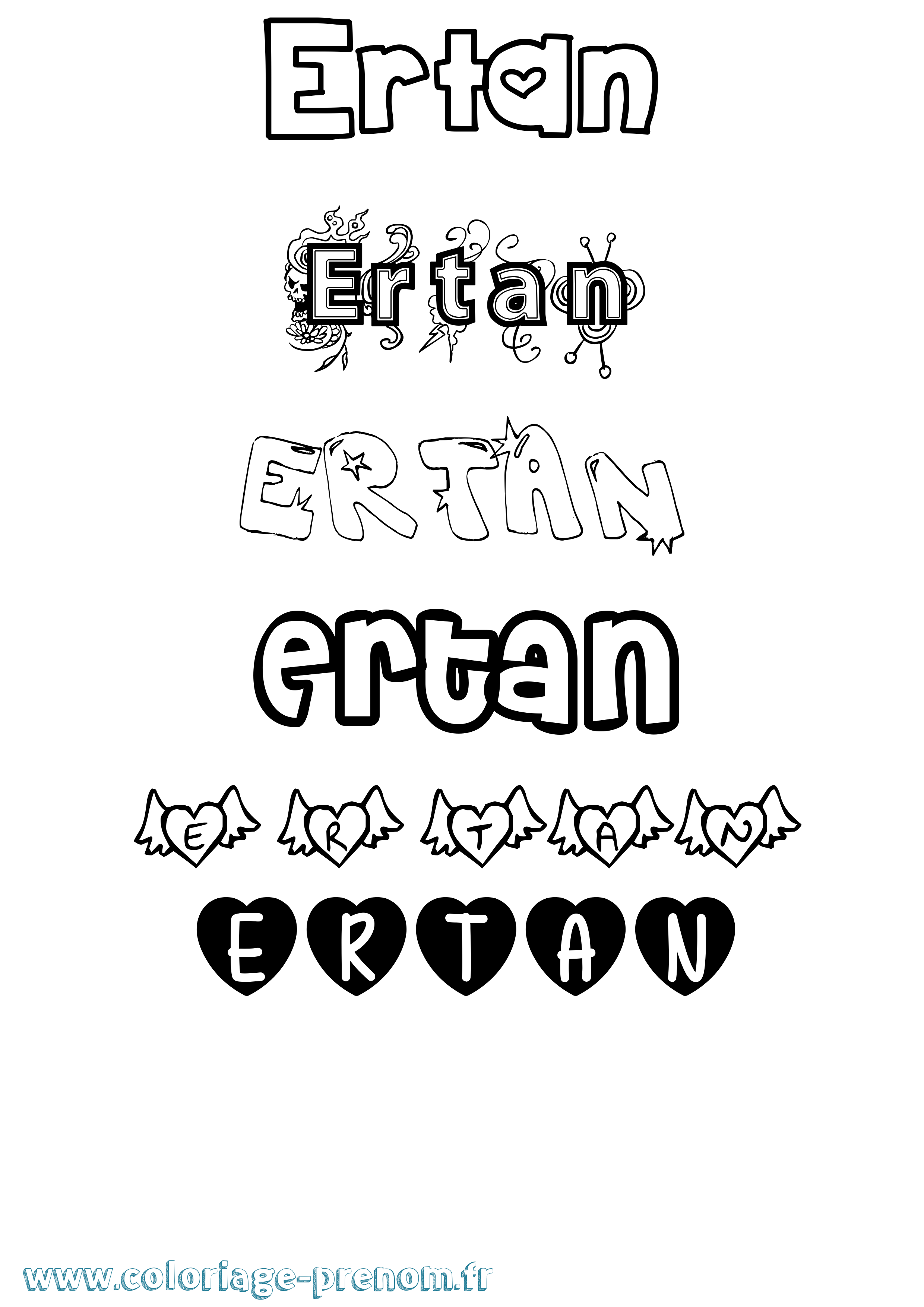 Coloriage Ertan Girly Coloriage prénom Ertan Girly