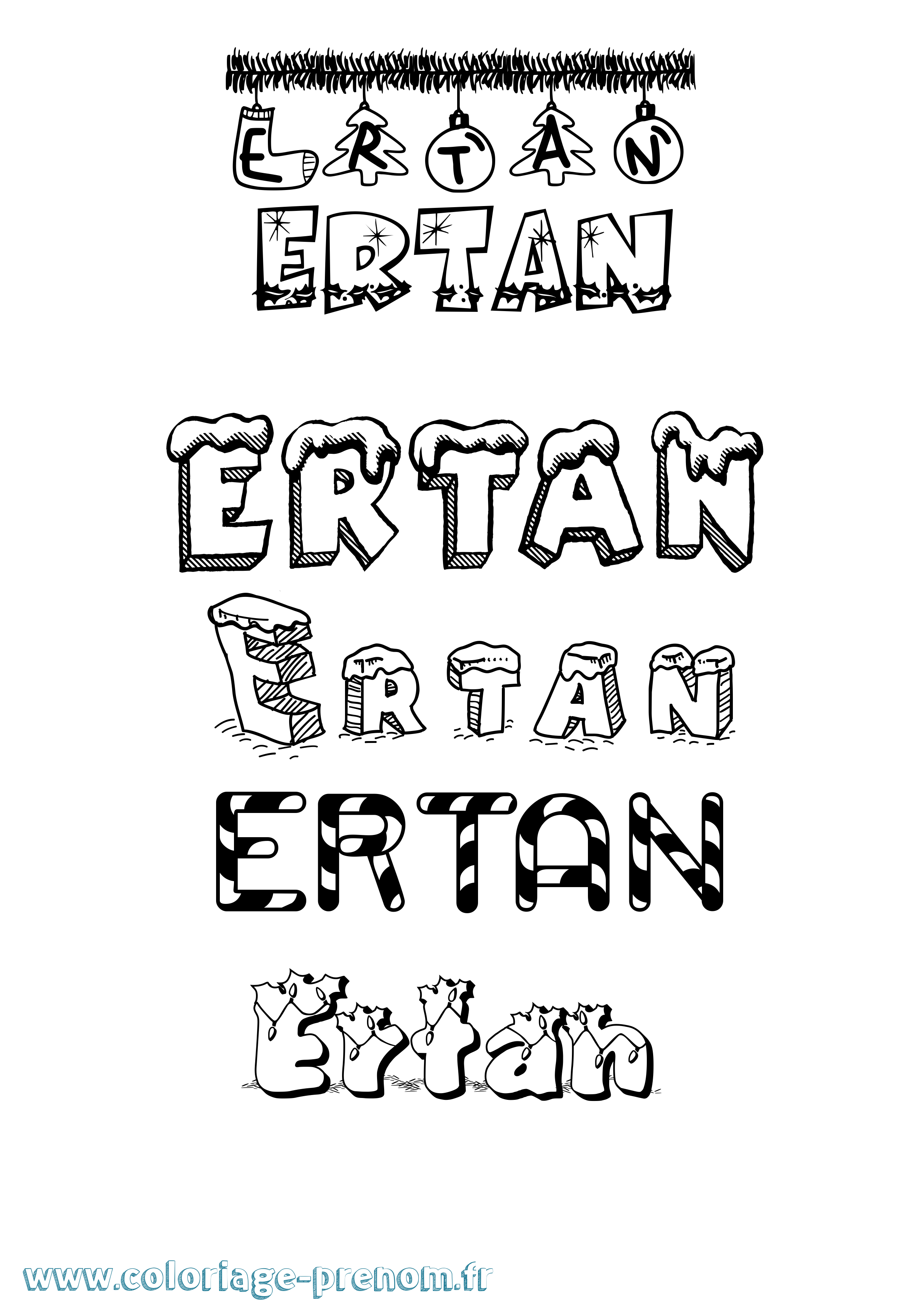 Coloriage Ertan Noël Coloriage prénom Ertan Noël