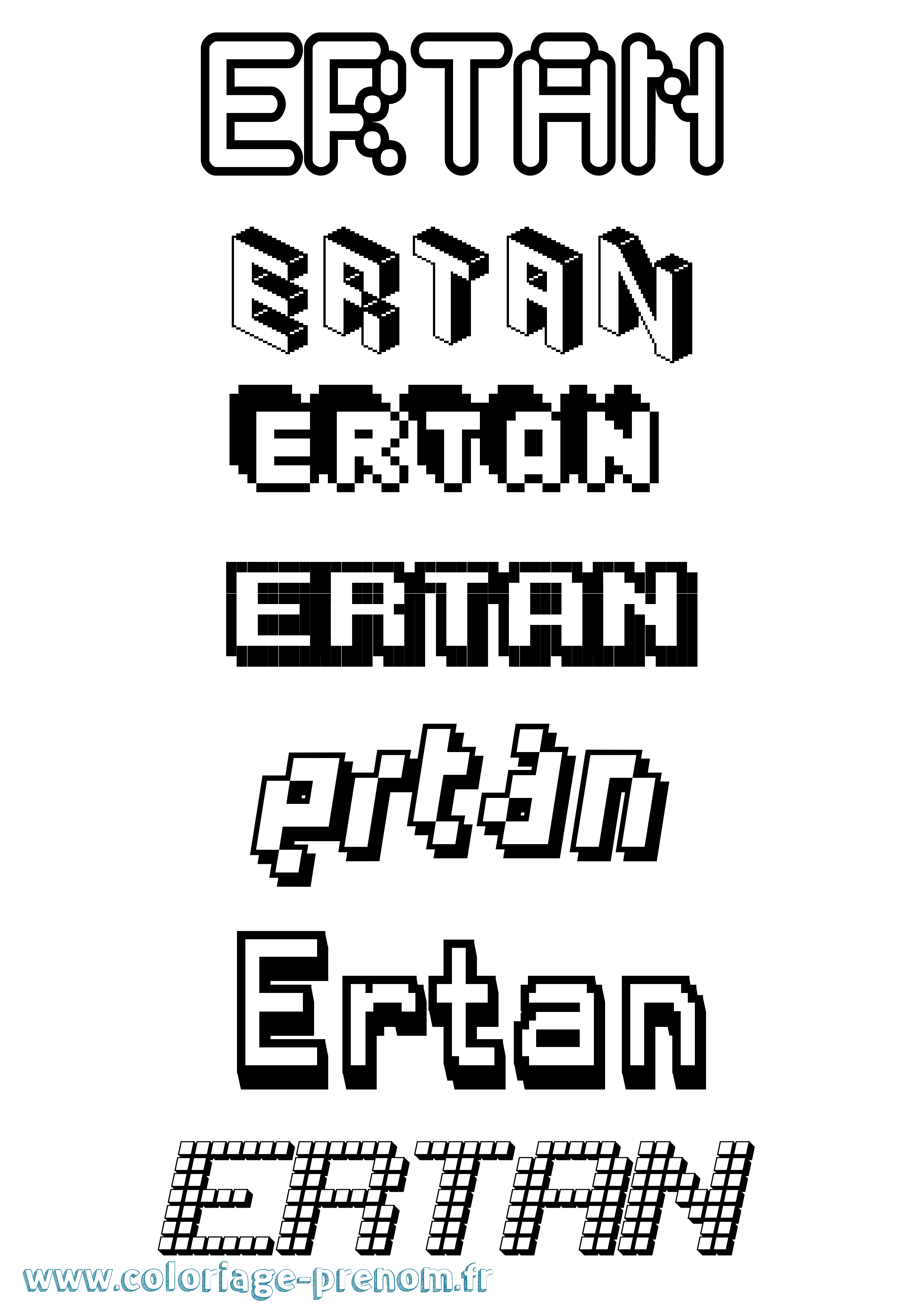 Coloriage Ertan Pixel Coloriage prénom Ertan Pixel