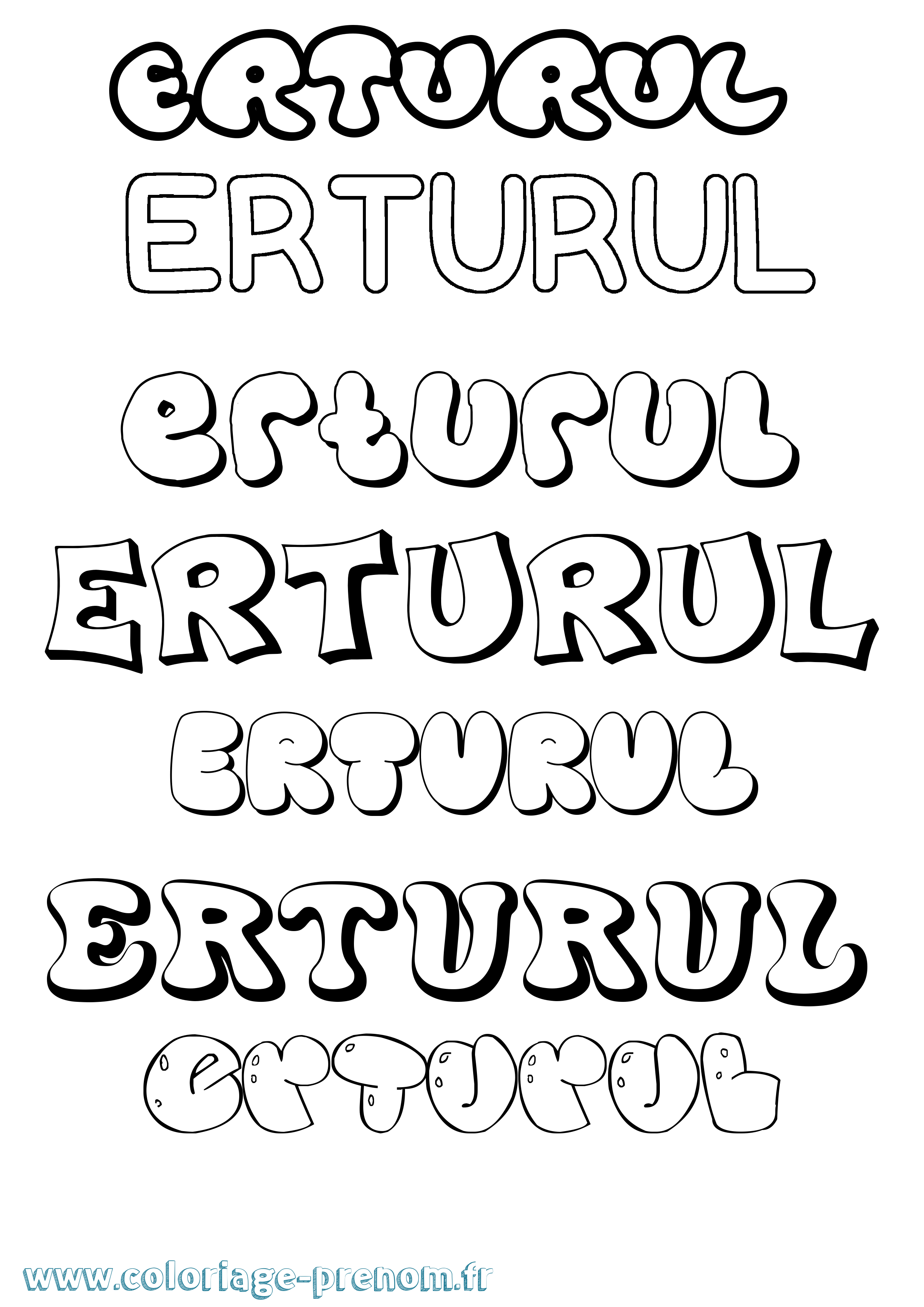 Coloriage Erturul Bubble Coloriage prénom Erturul Bubble