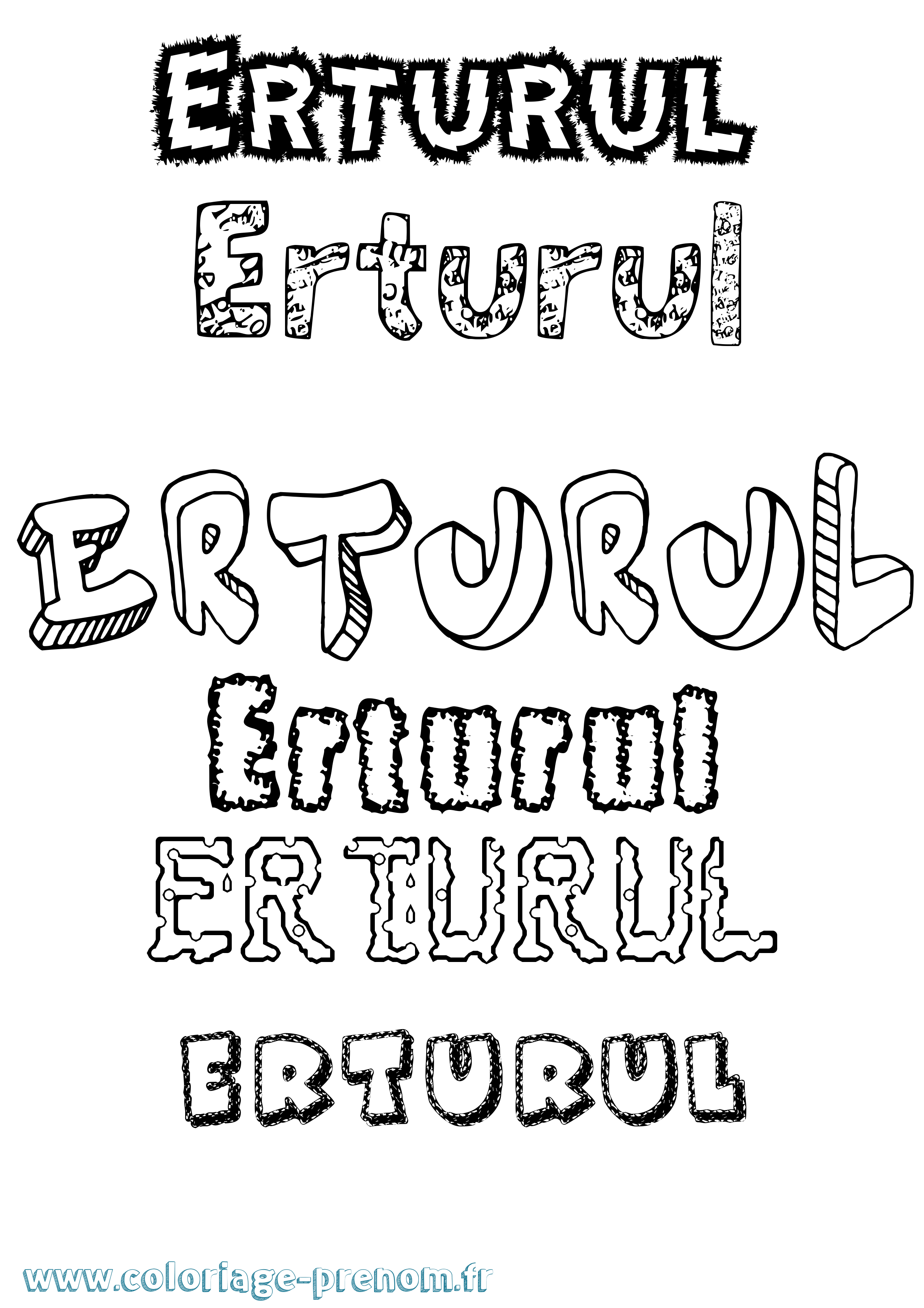 Coloriage Erturul Destructuré Coloriage prénom Erturul Destructuré