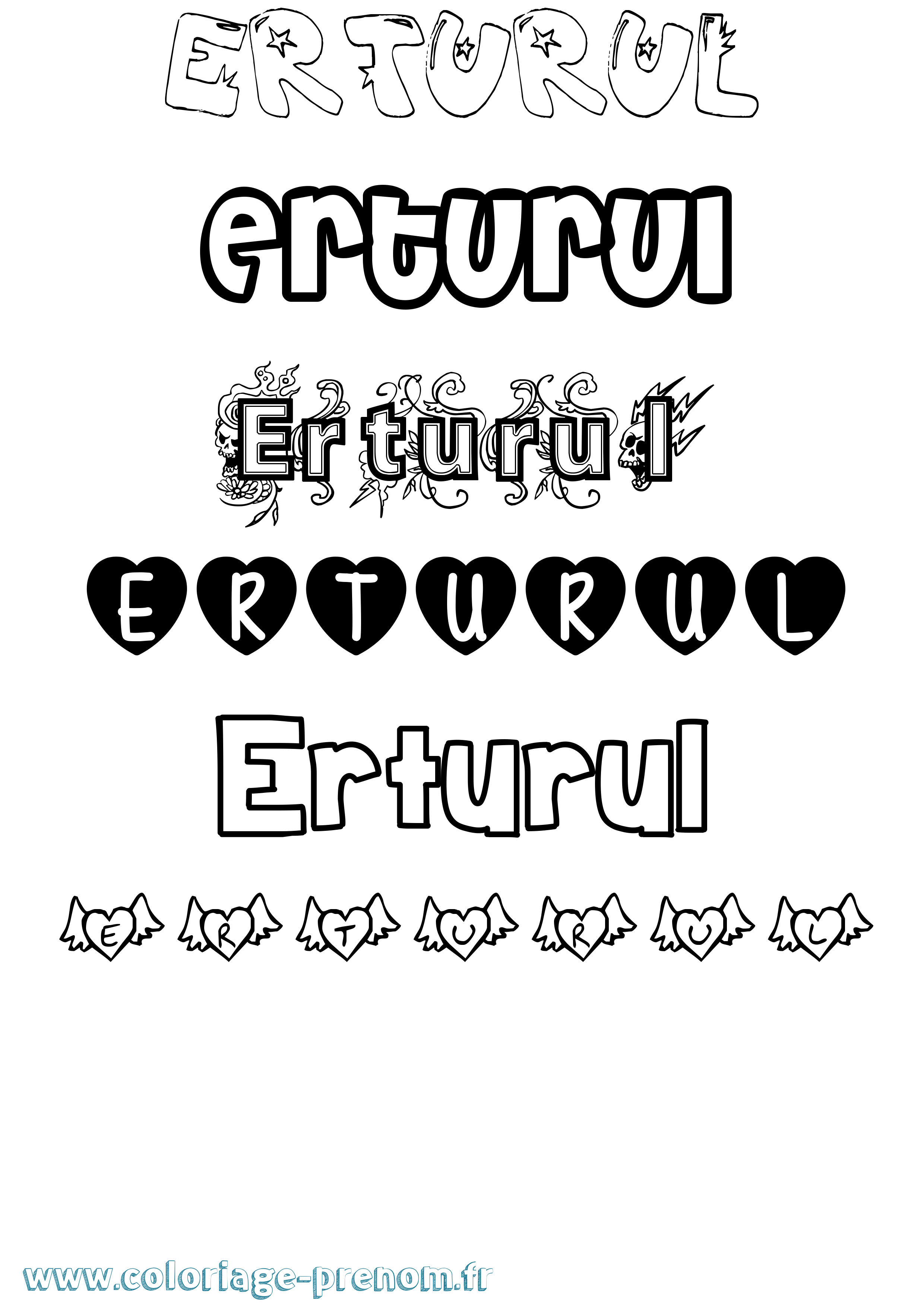 Coloriage Erturul Girly Coloriage prénom Erturul Girly