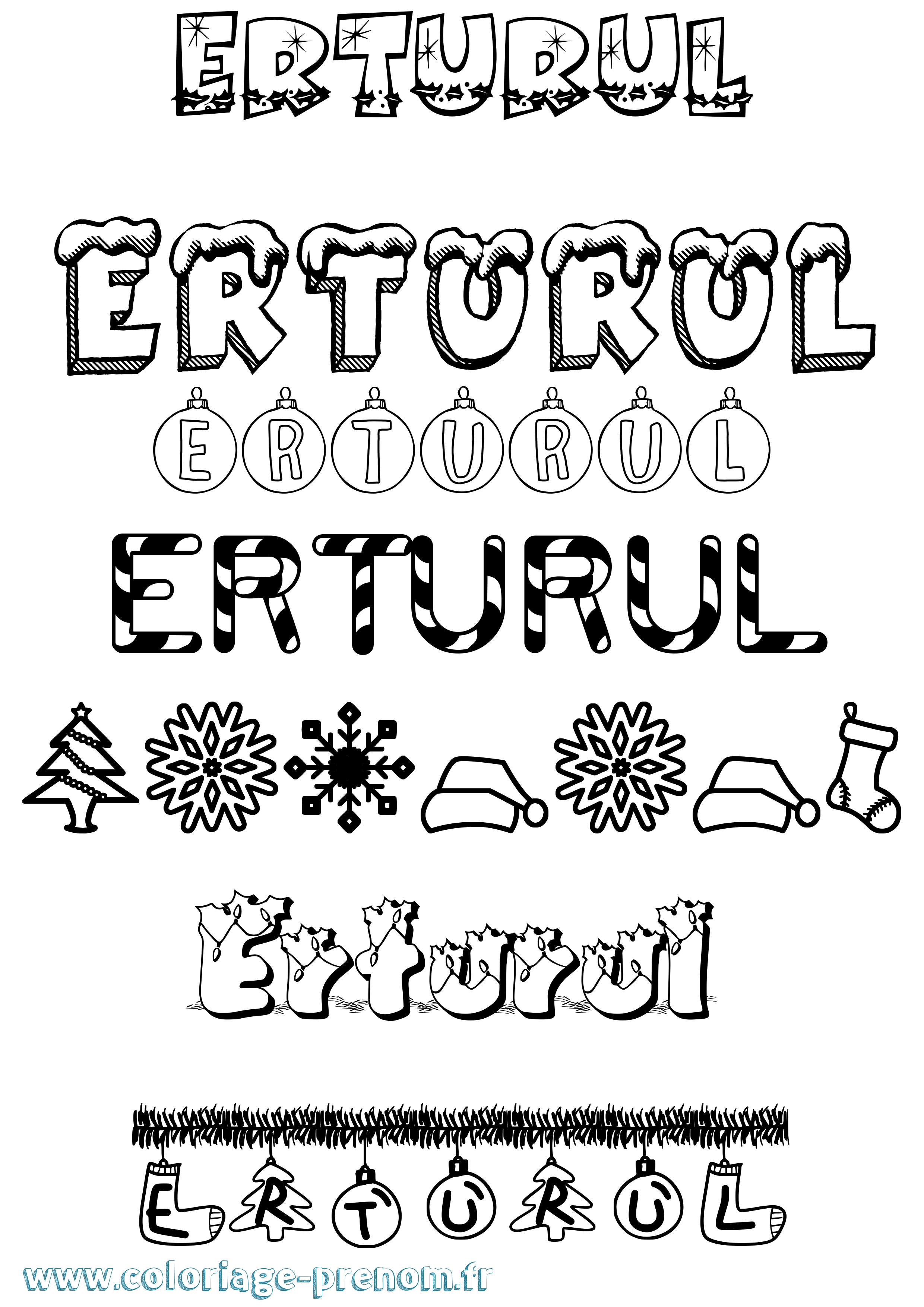 Coloriage Erturul Noël Coloriage prénom Erturul Noël