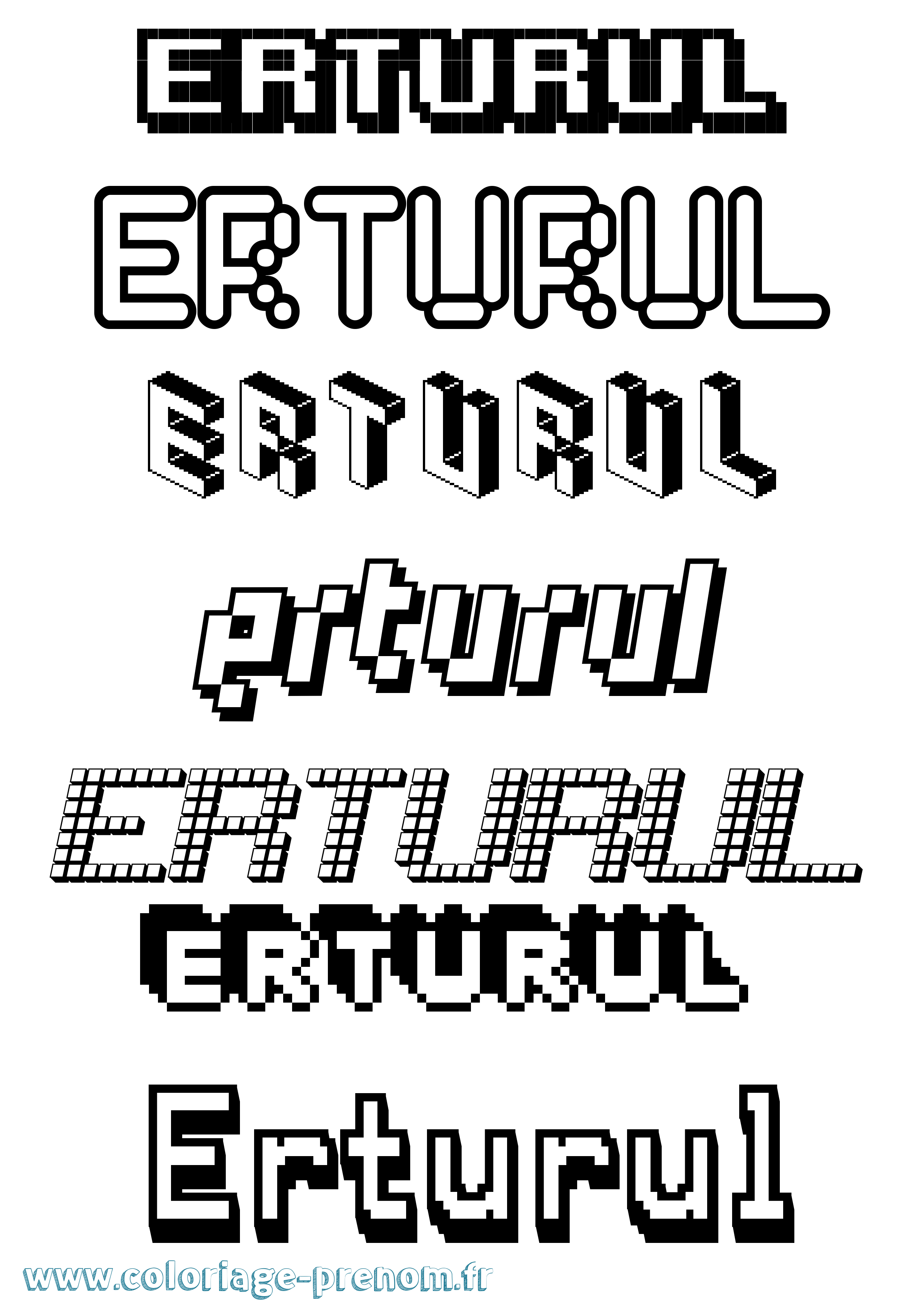 Coloriage Erturul Pixel Coloriage prénom Erturul Pixel