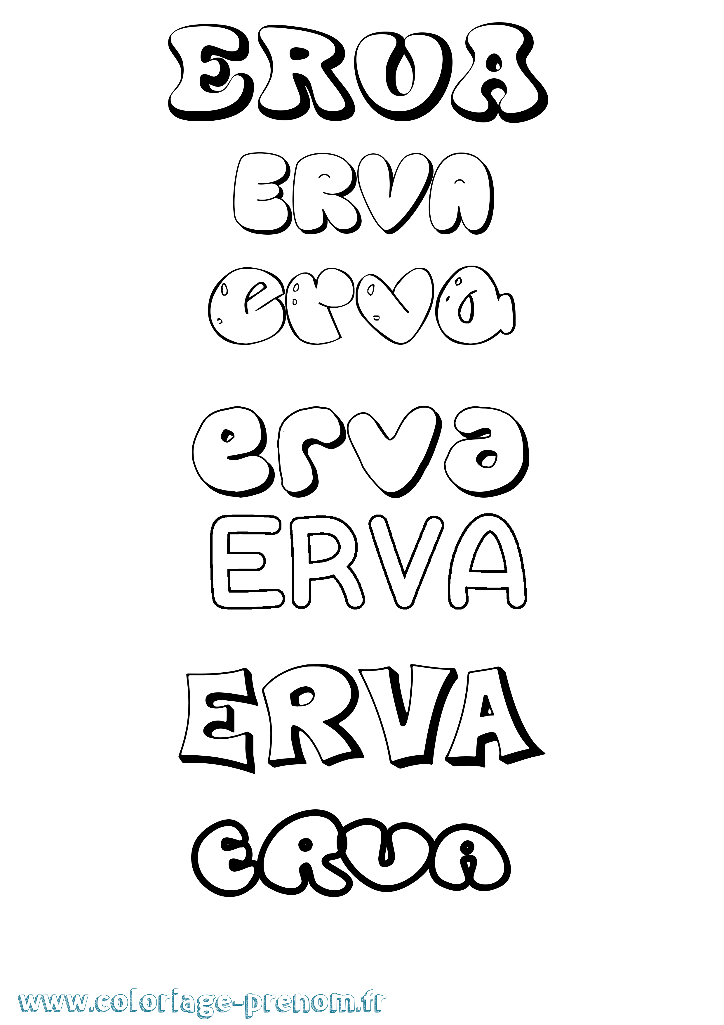 Coloriage Erva Bubble Coloriage prénom Erva Bubble