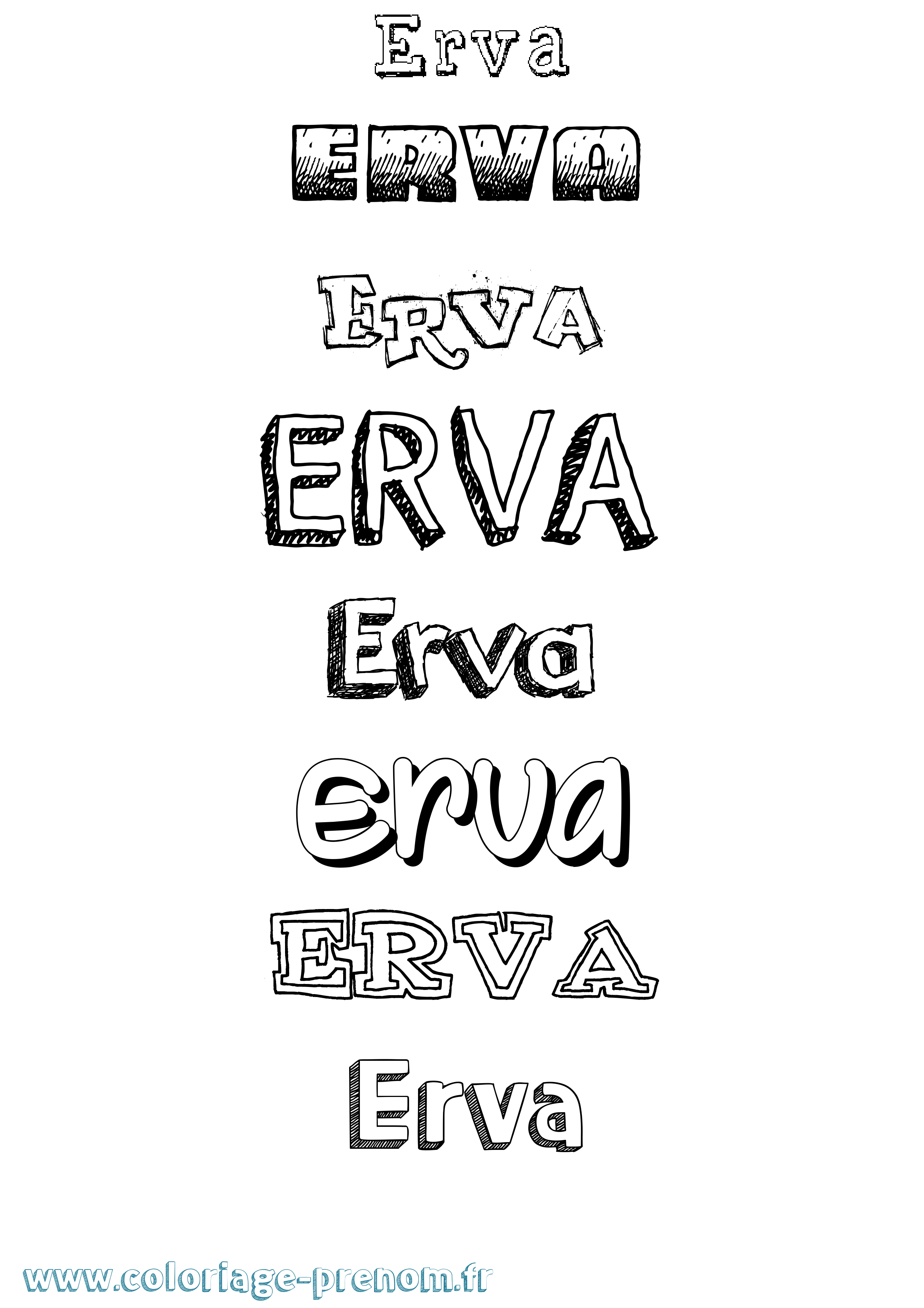 Coloriage Erva Dessiné Coloriage prénom Erva Dessiné