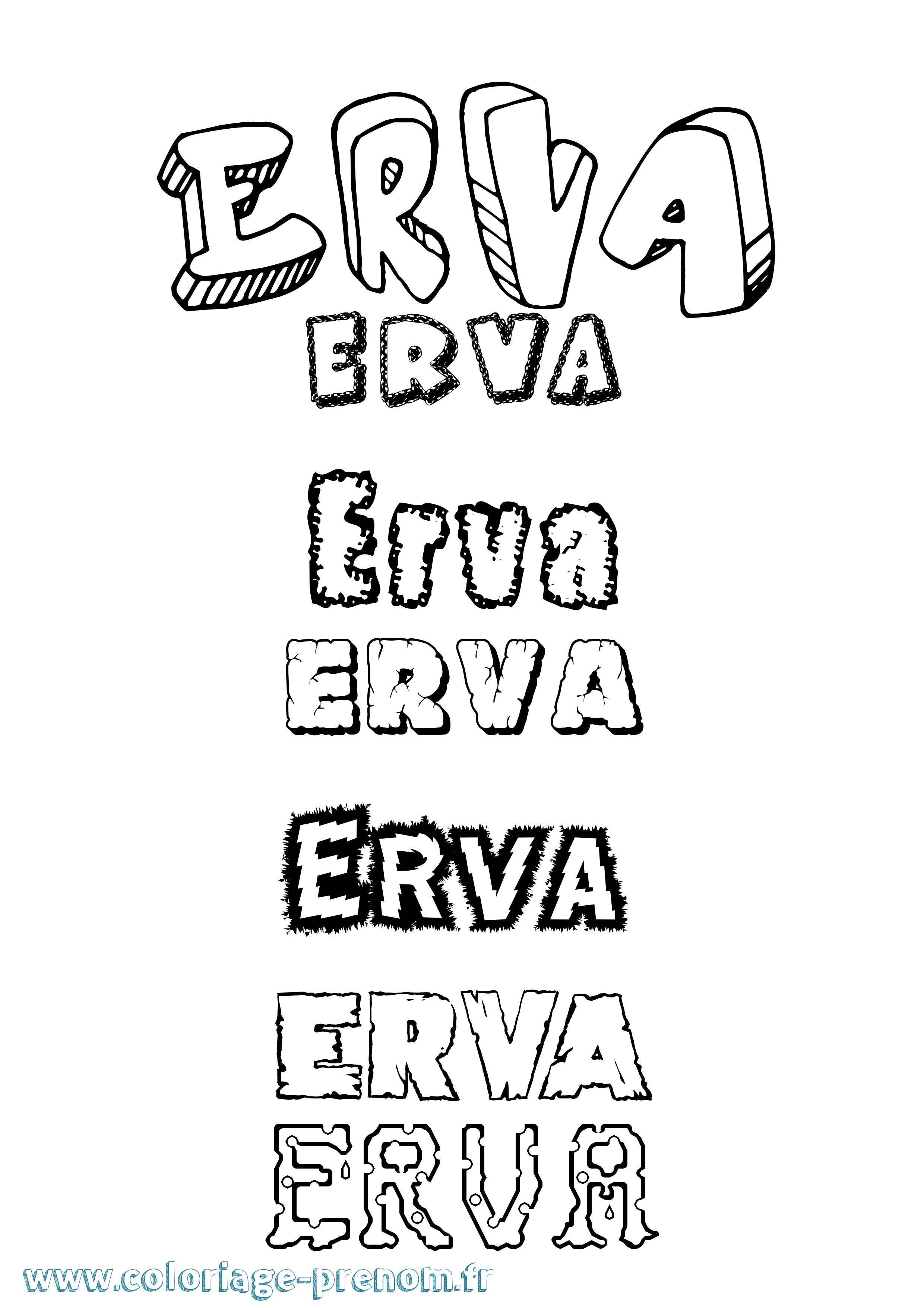 Coloriage Erva Destructuré Coloriage prénom Erva Destructuré
