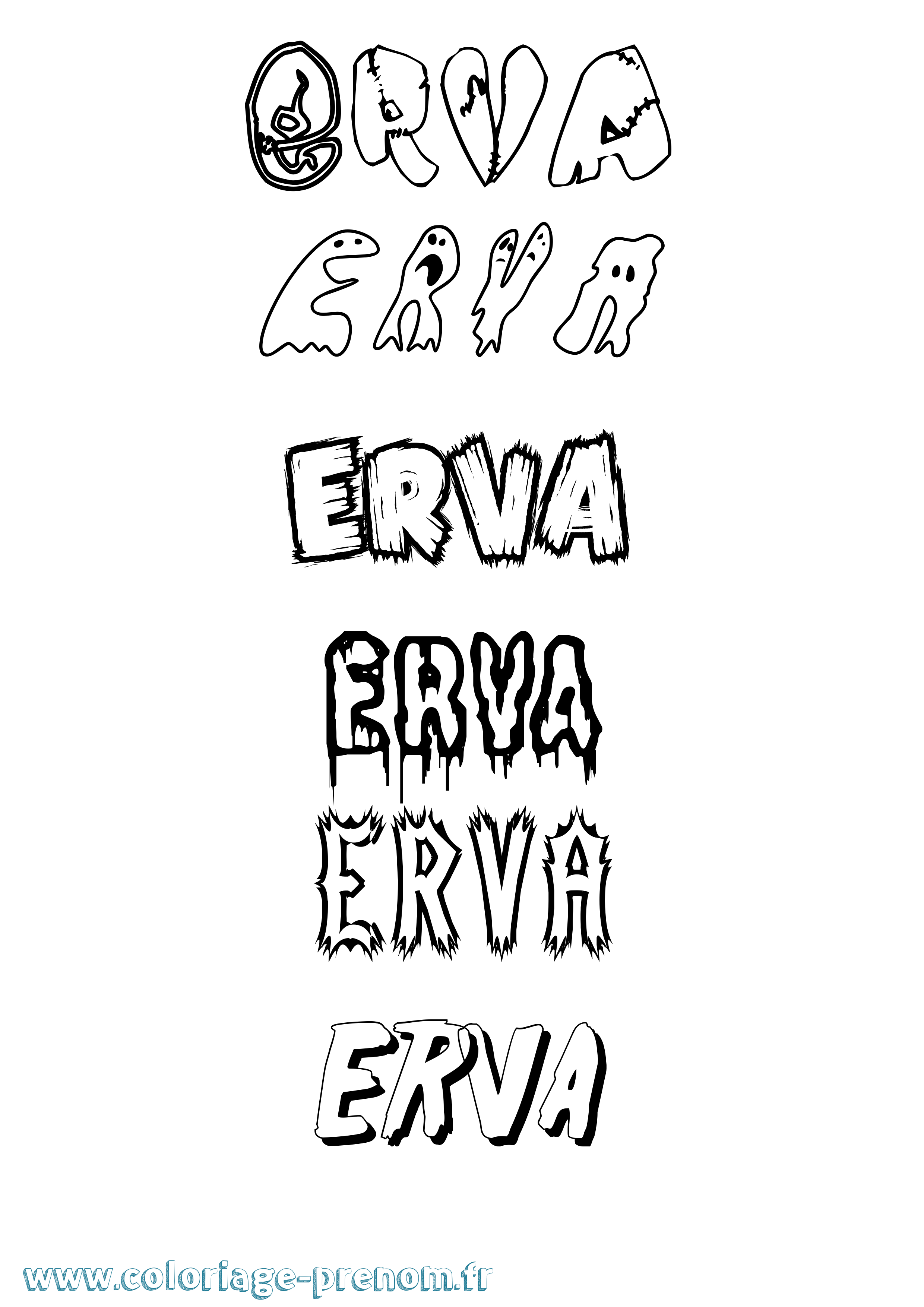 Coloriage Erva Frisson Coloriage prénom Erva Frisson