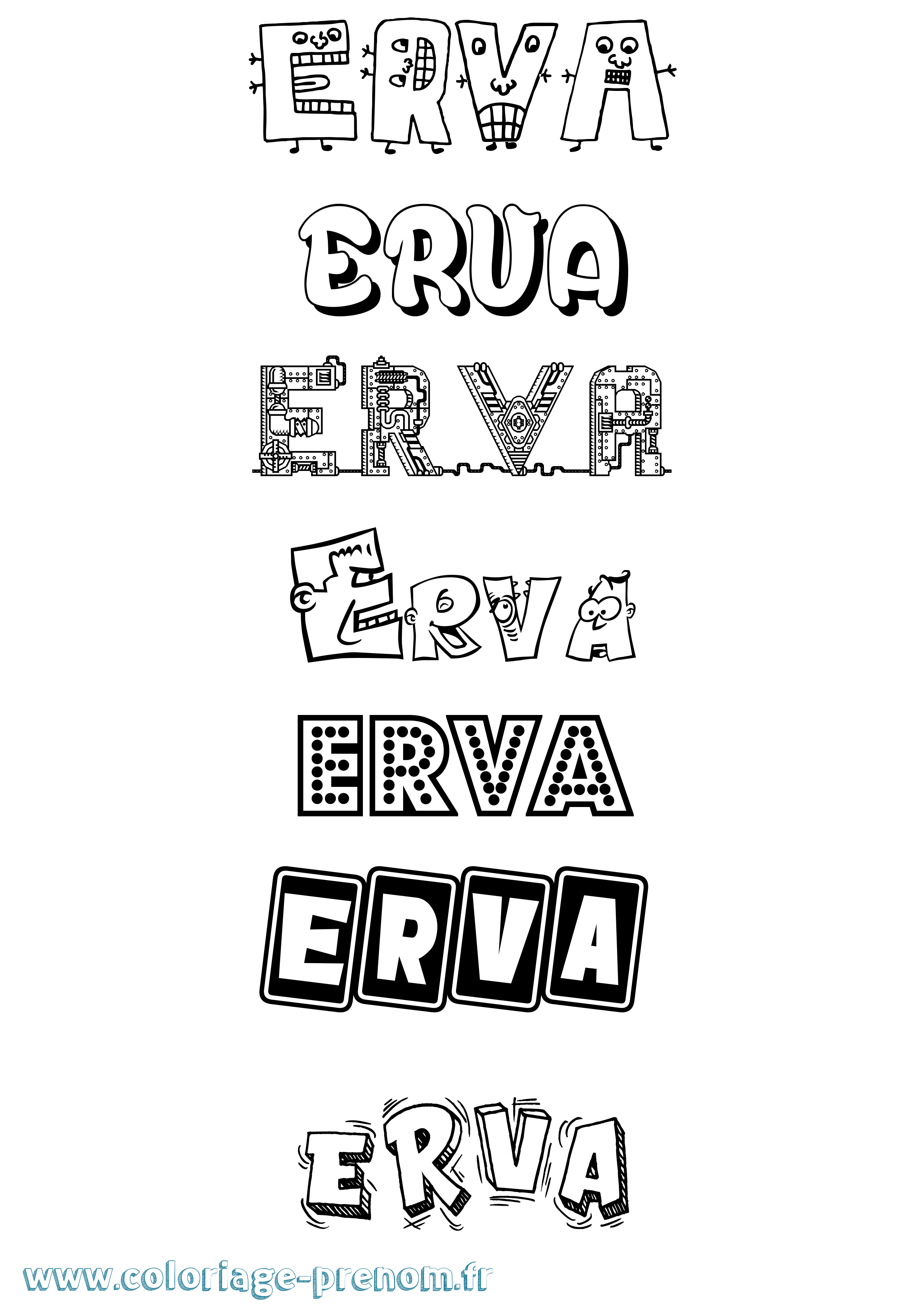 Coloriage Erva Fun Coloriage prénom Erva Fun
