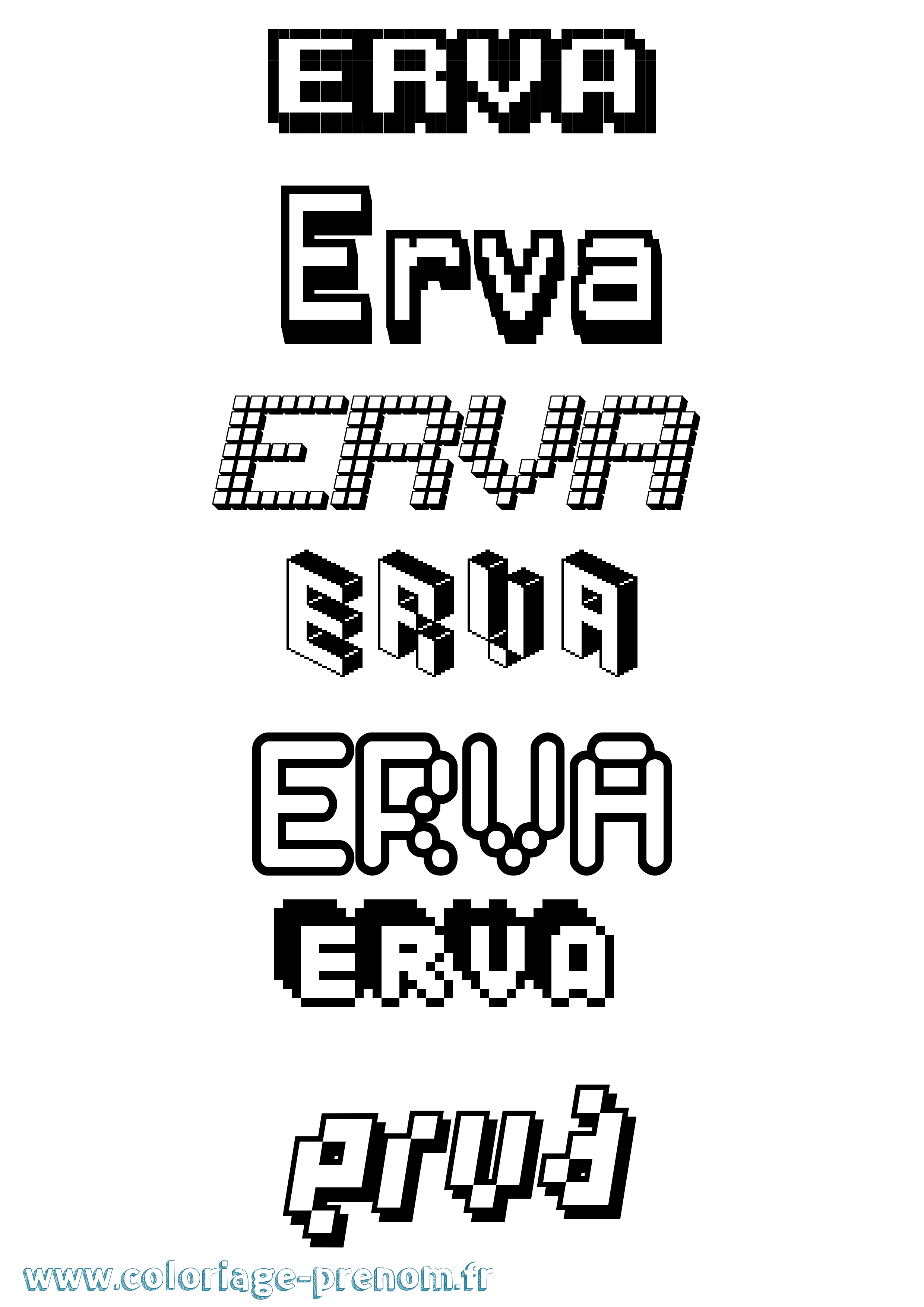 Coloriage Erva Pixel Coloriage prénom Erva Pixel
