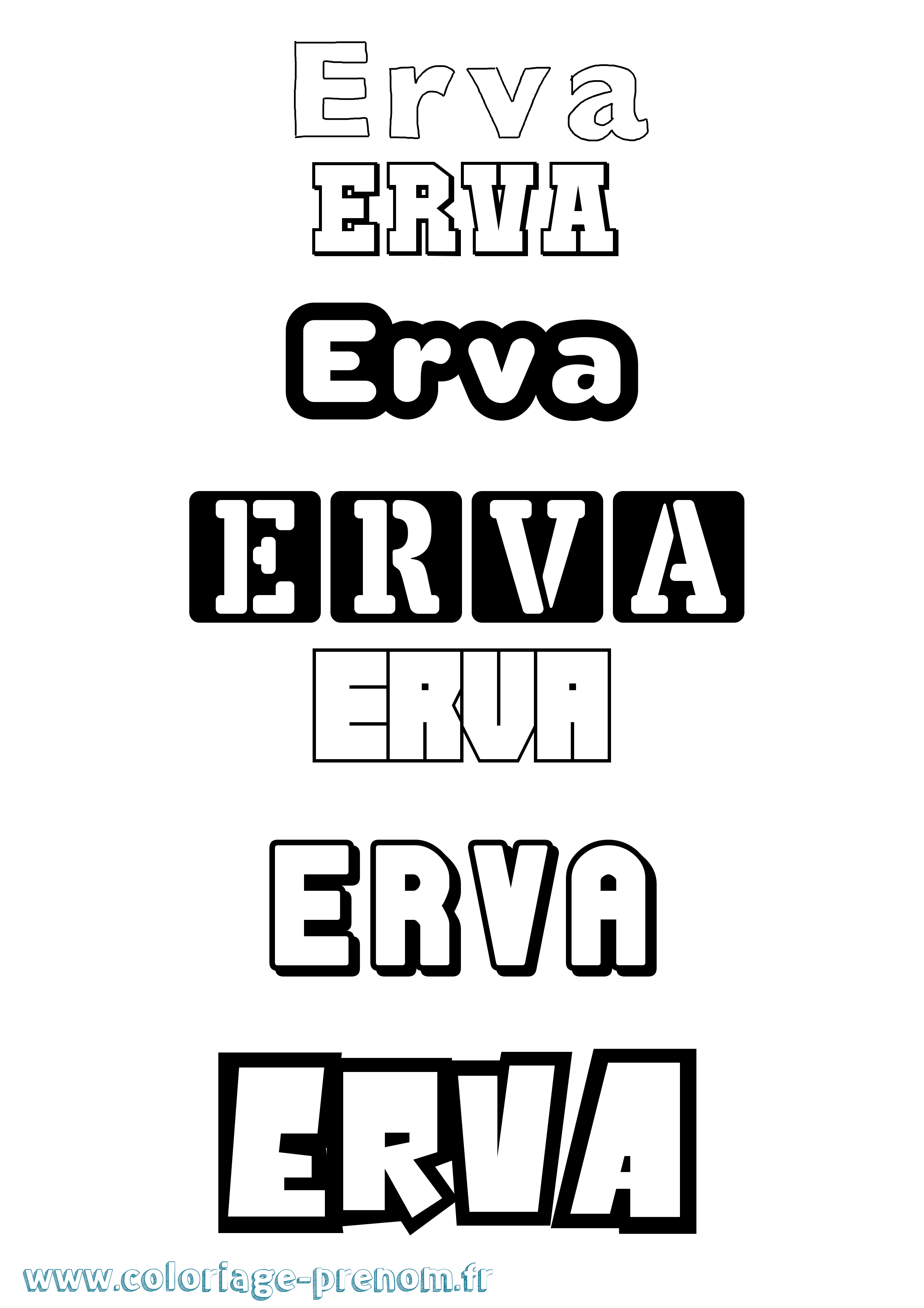 Coloriage Erva Simple Coloriage prénom Erva Simple