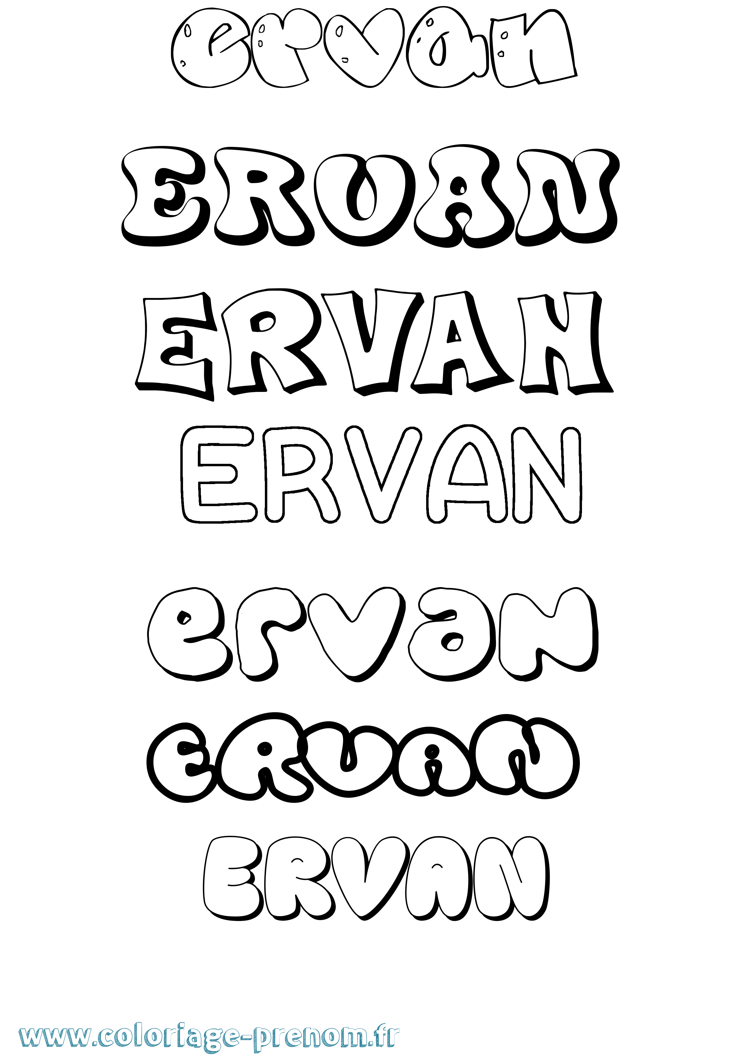 Coloriage Ervan Bubble Coloriage prénom Ervan Bubble