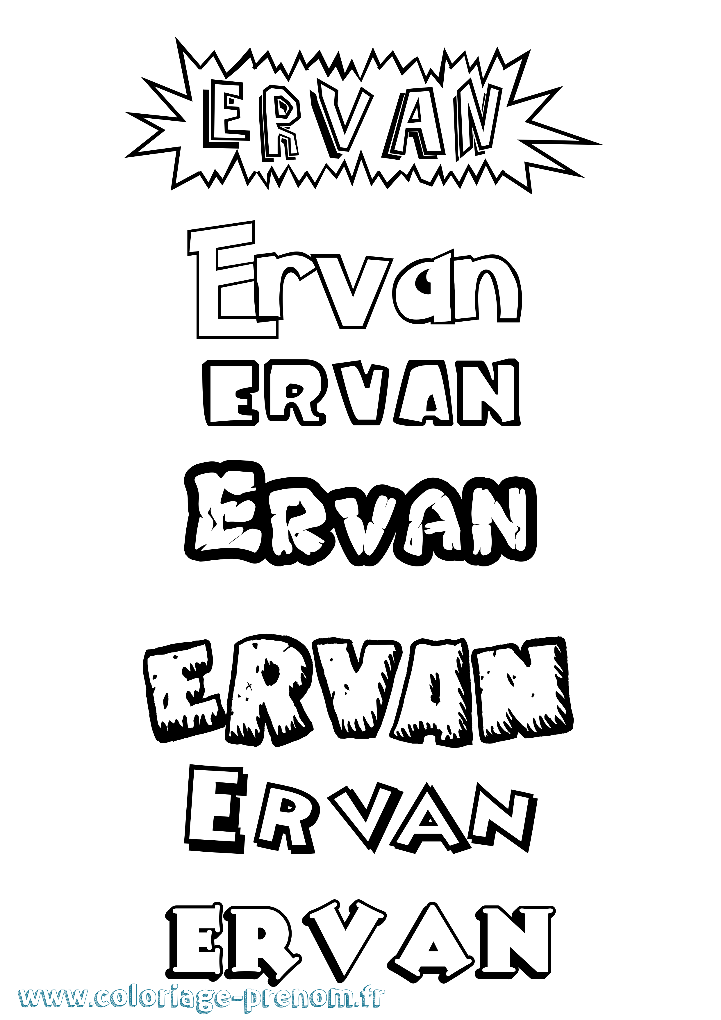 Coloriage Ervan Dessin Animé Coloriage prénom Ervan Dessin Animé