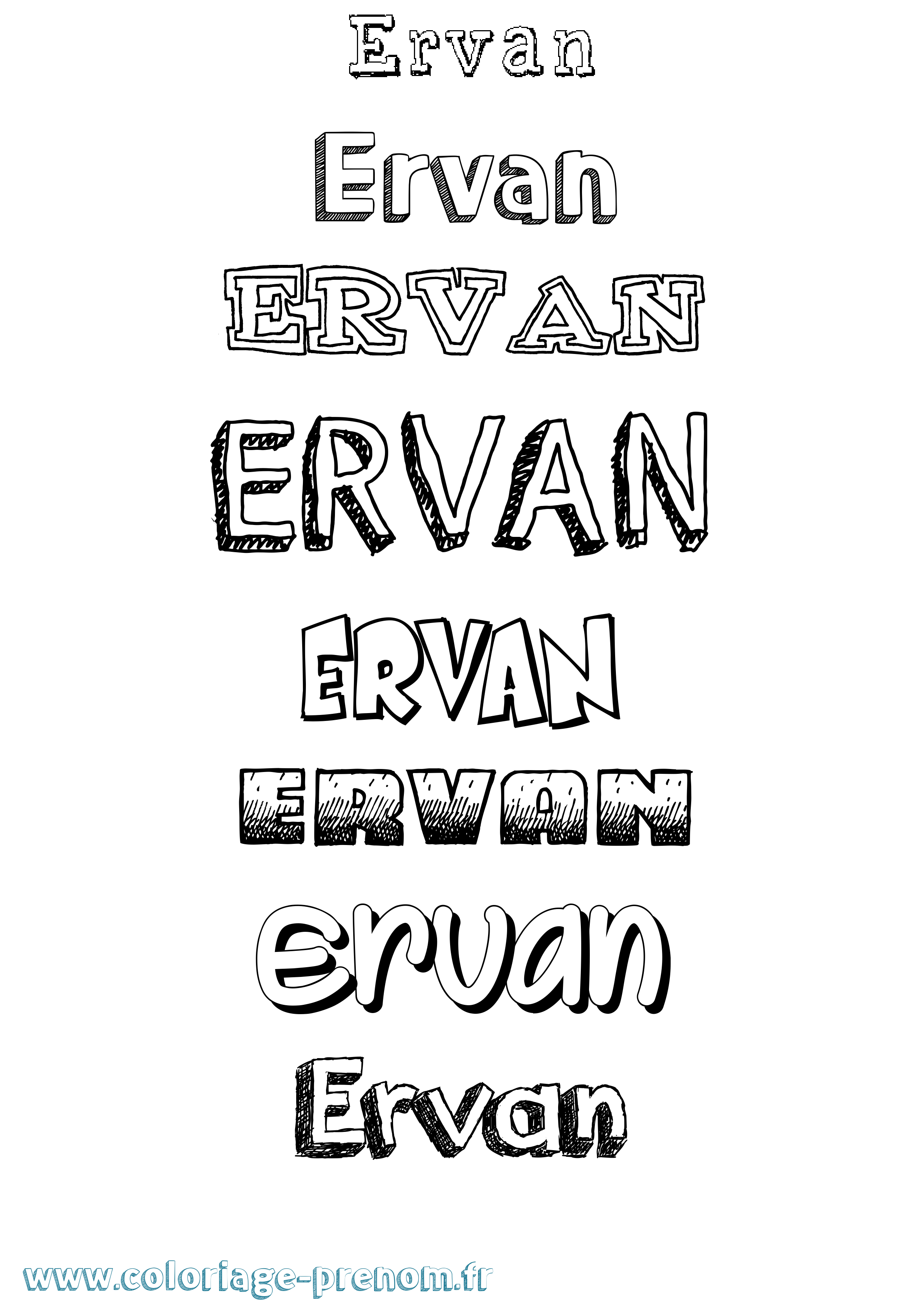 Coloriage Ervan Dessiné Coloriage prénom Ervan Dessiné