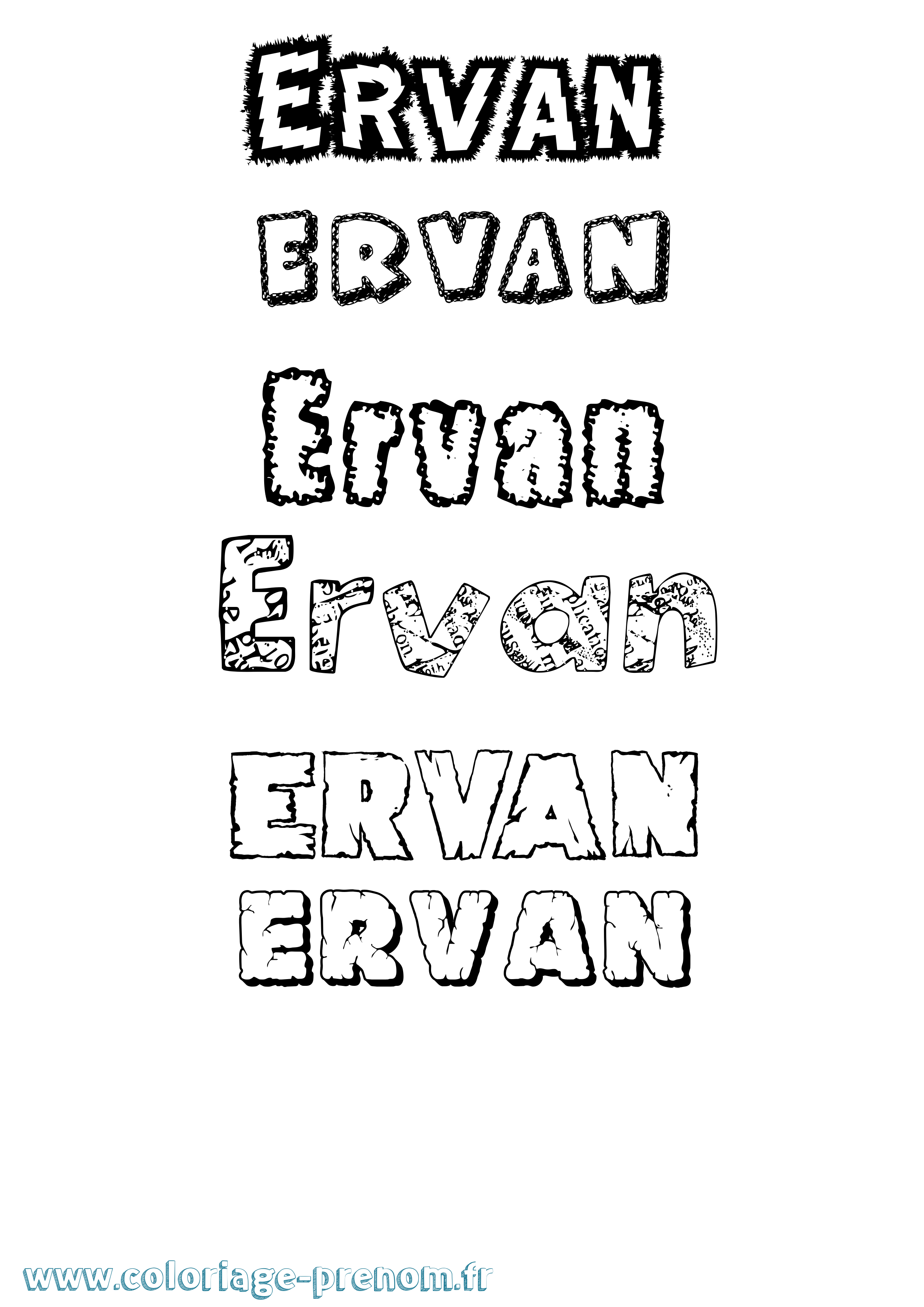 Coloriage Ervan Destructuré Coloriage prénom Ervan Destructuré