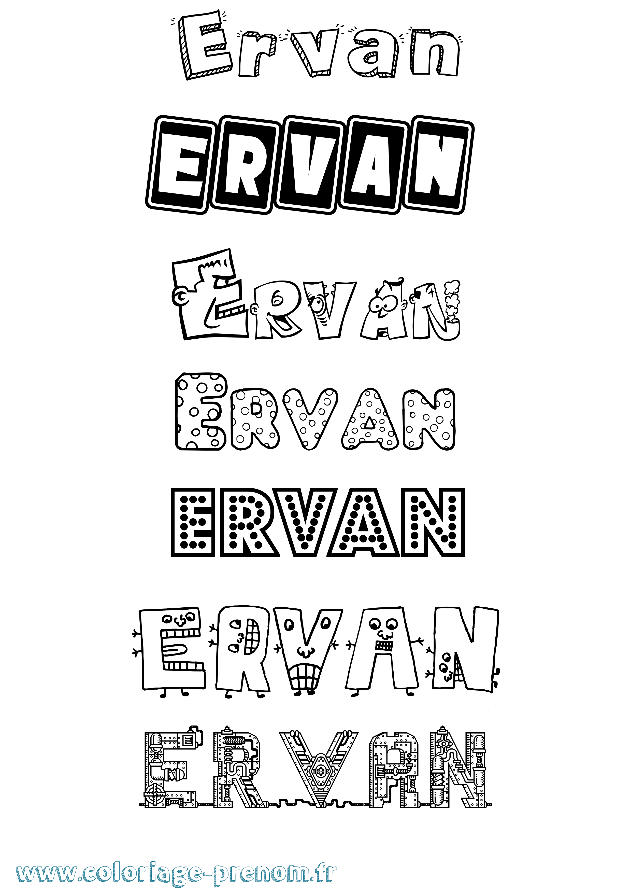 Coloriage Ervan Fun Coloriage prénom Ervan Fun