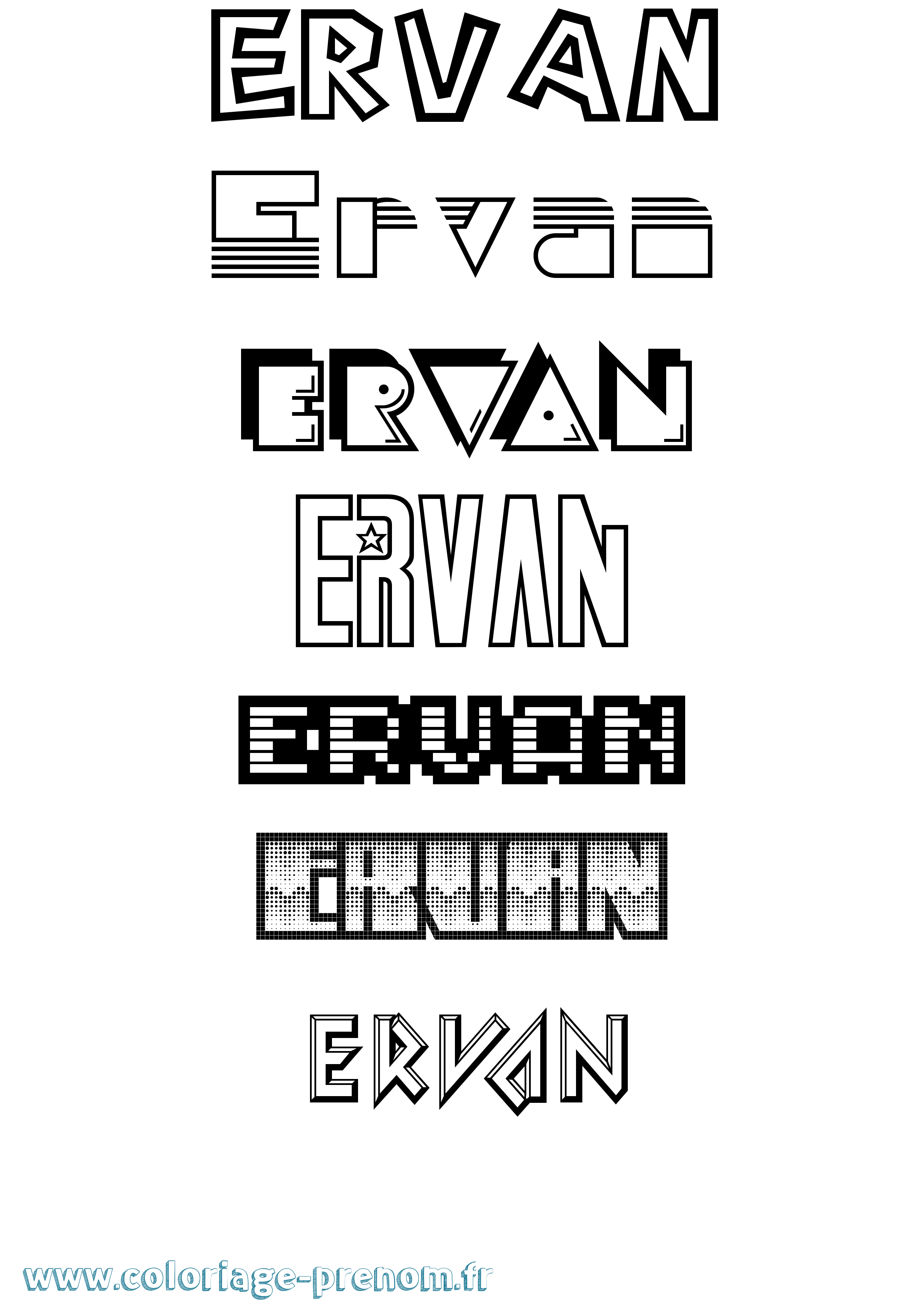 Coloriage Ervan Jeux Vidéos Coloriage prénom Ervan Jeux Vidéos