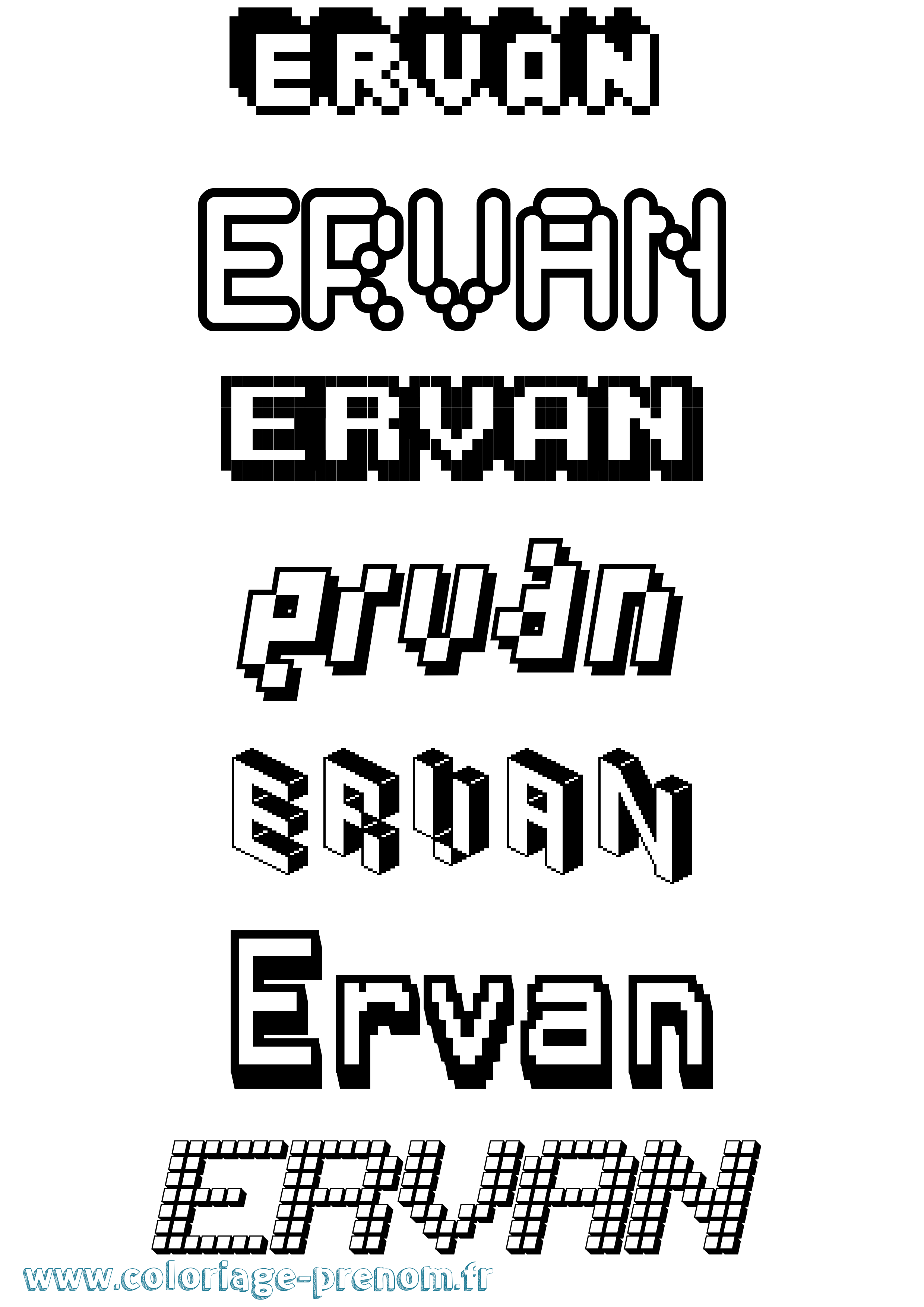Coloriage Ervan Pixel Coloriage prénom Ervan Pixel