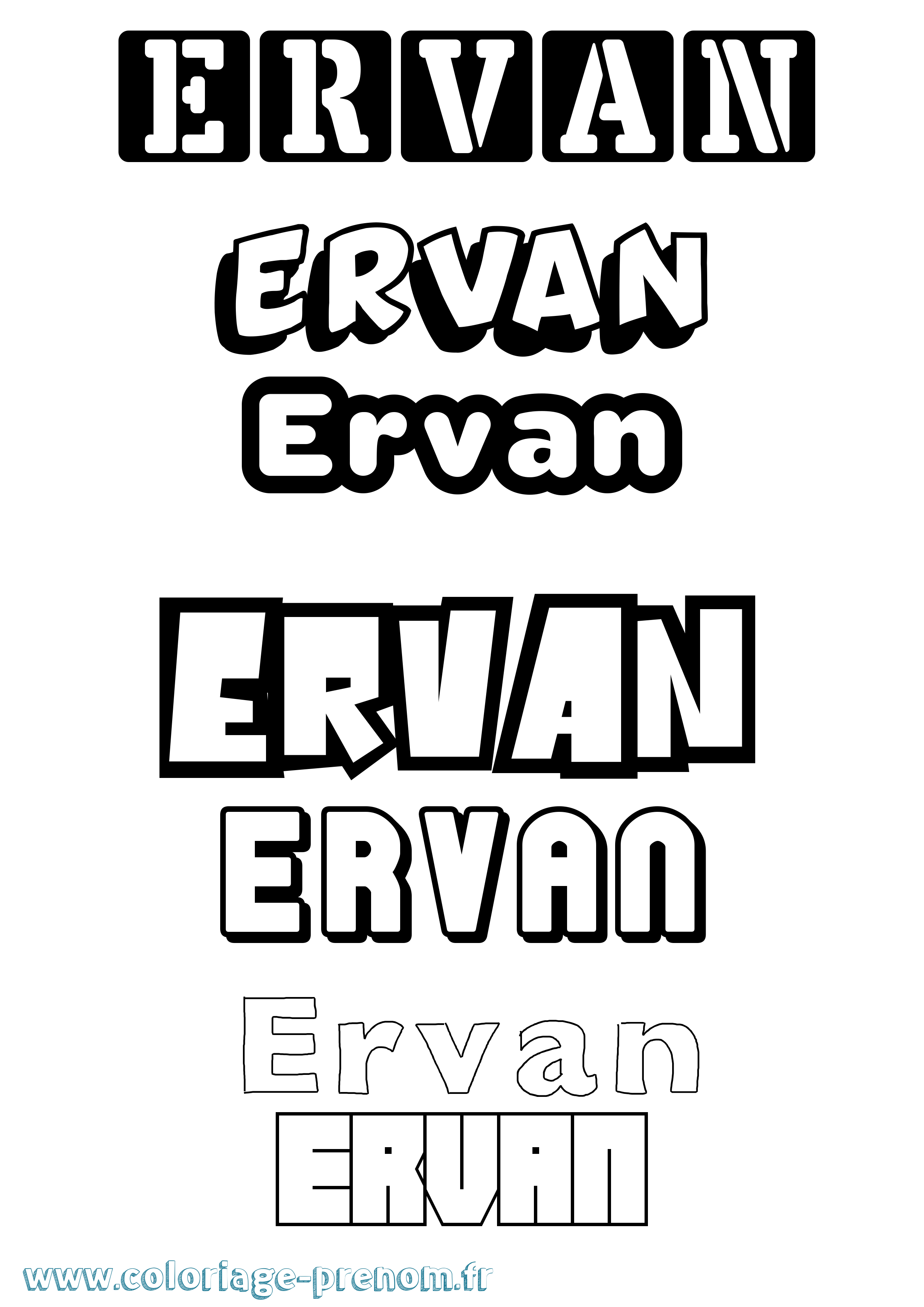 Coloriage Ervan Simple Coloriage prénom Ervan Simple